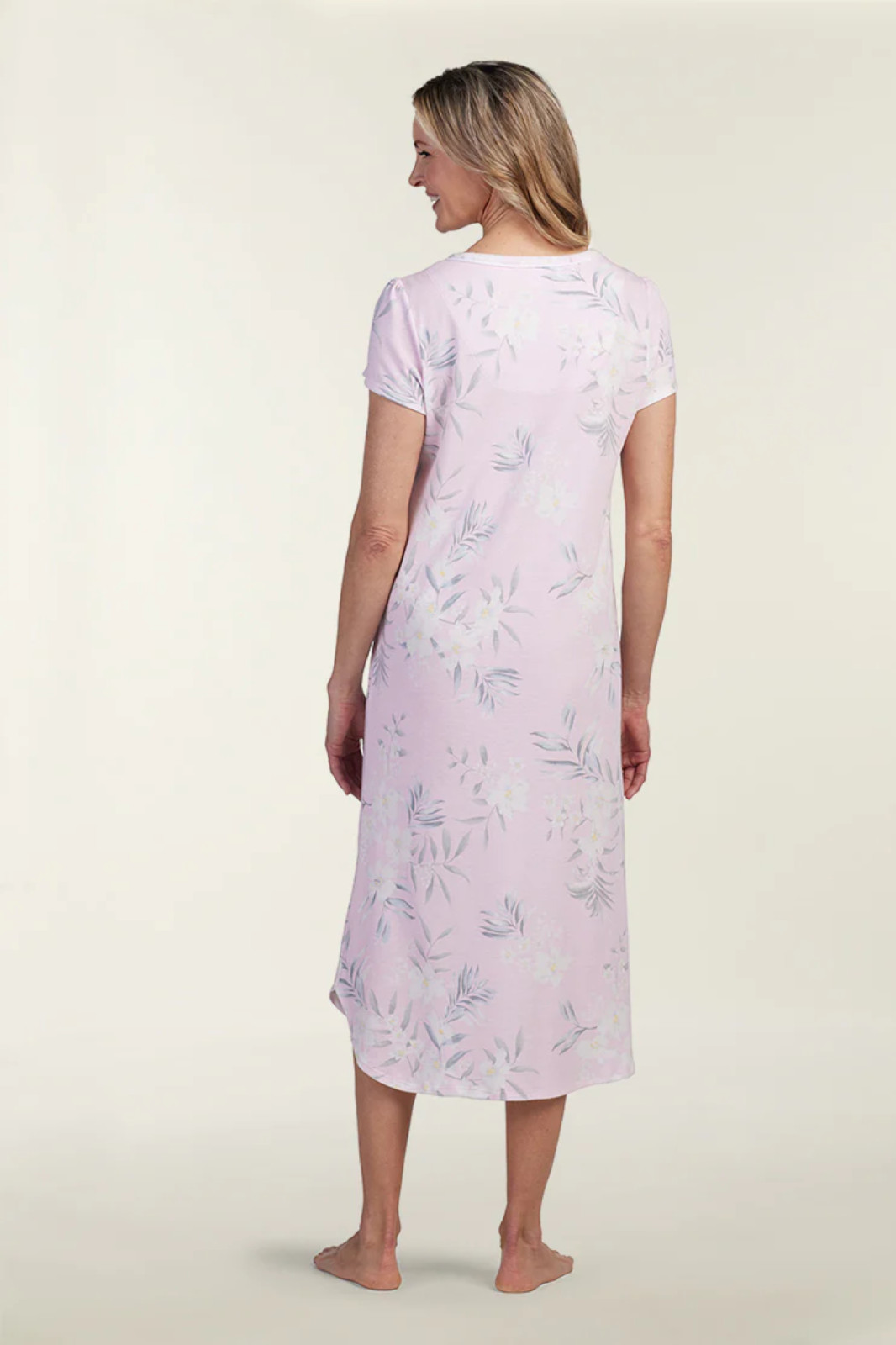 Nwt $59 Miss Elaine Pink FLORAL BOUQUET Cap Sleeves 46″ LONG Ballet Nightgown L