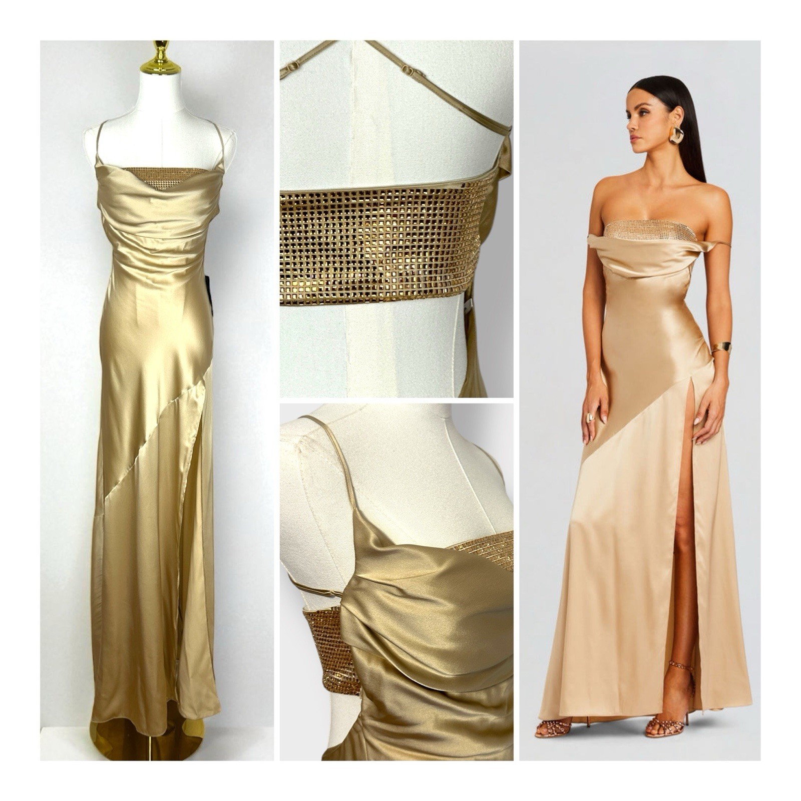 NWT $798 Retrofete Emery Crystal Sequin Embellished silk maxi dress size Large