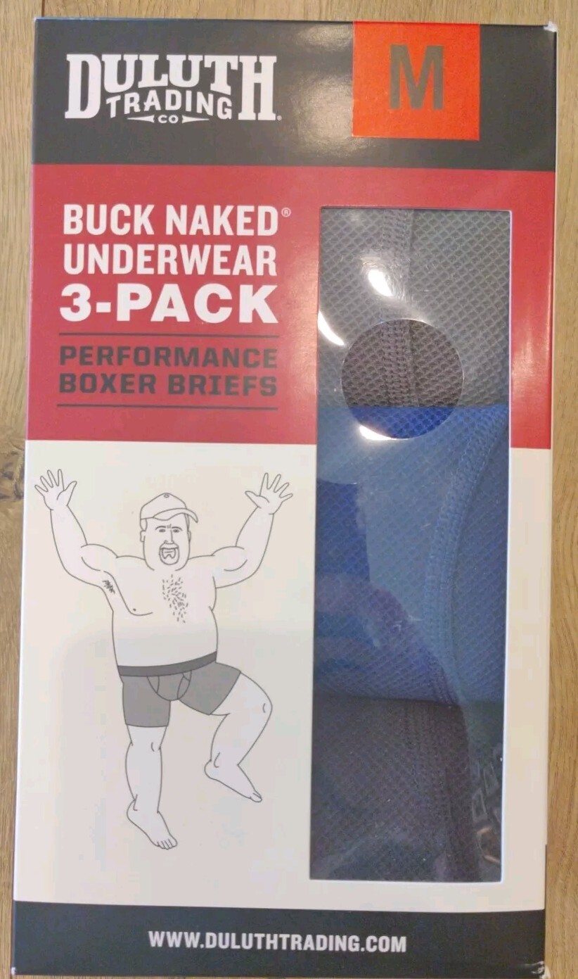 ⭐NEW⭐ Duluth Trading Buck Naked Boxer Brief 3 Pack Men’s MEDIUM Blue Gray Black