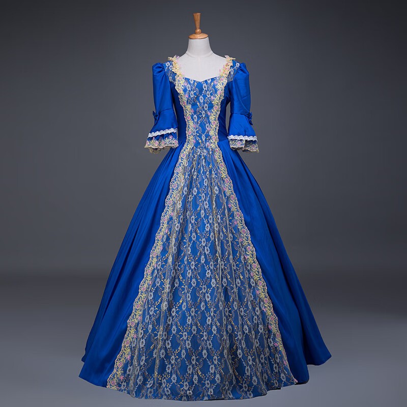 Europe Middle Age Palace Costume Evening Dress Vintage Gown Drama Outfit Cosplay