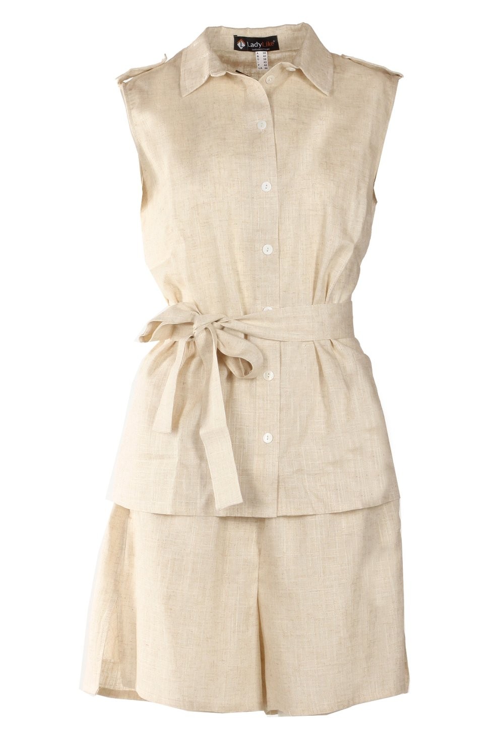 Beige sleeveless linen blouse Size 4, 8 US Fashionable NEW High Quality