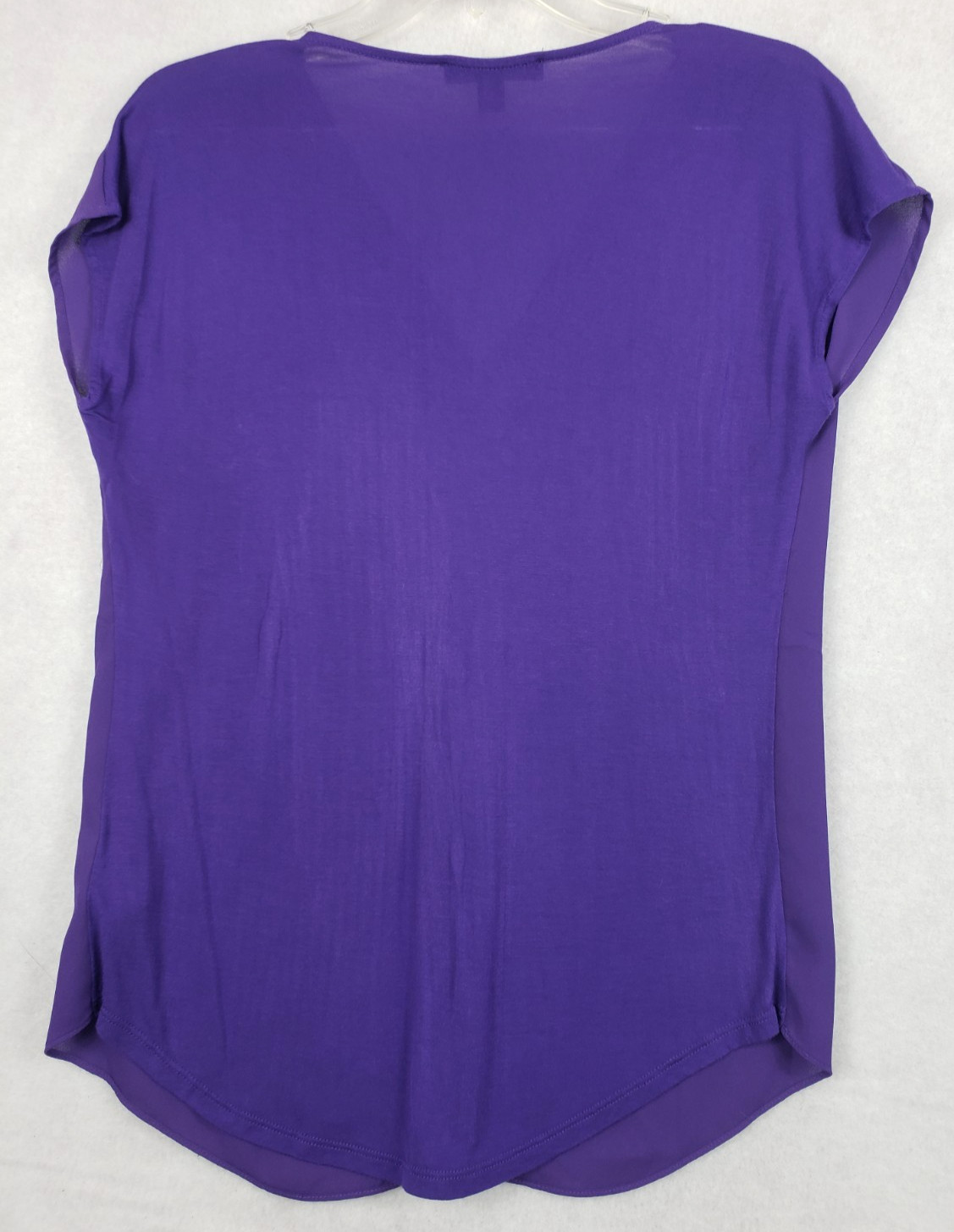 INC International Concepts Blouse Small Short Sleeve Purple Pleated V-Neck