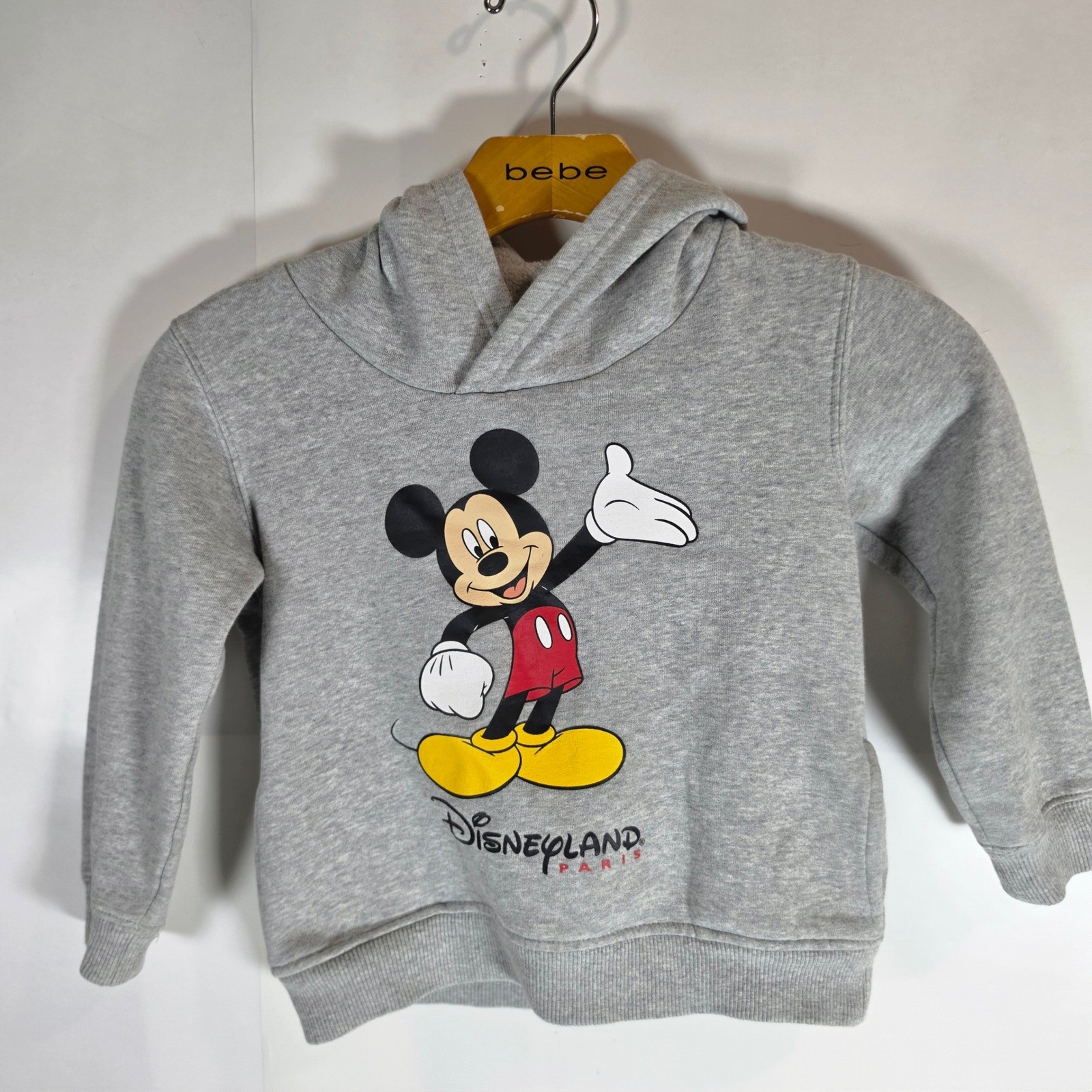 Disneyland Paris Kids Mickey Mouse Gray Hoodie Sweatshirt Size 6 Youth Fleece
