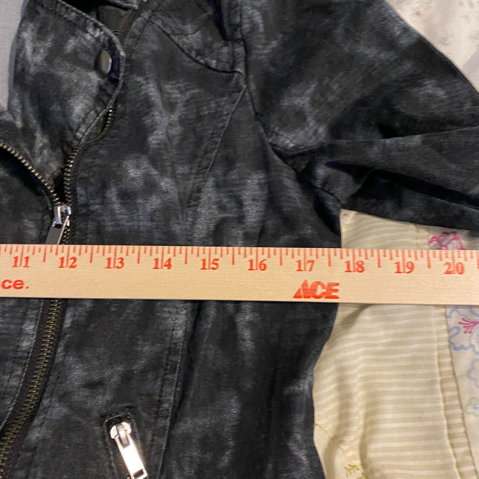 Rock & Republic Moto Jacket Sz Small Tie Dye Cloth Black Full Zip Pockets Biker