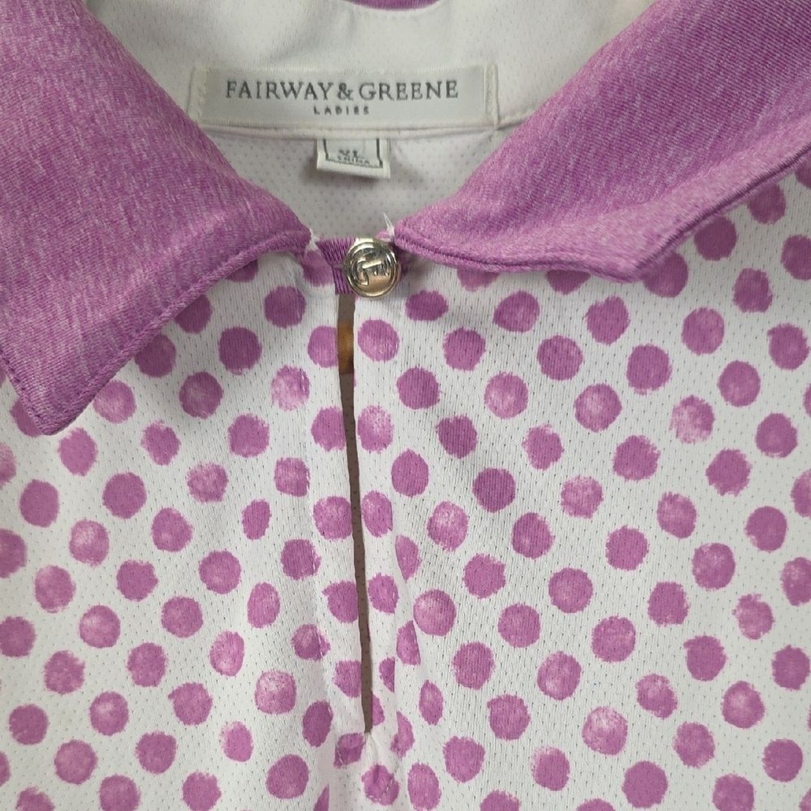 Fairway & Greene Purple White Polka Dot Sleeveless Golf Dress Pockets Size XL