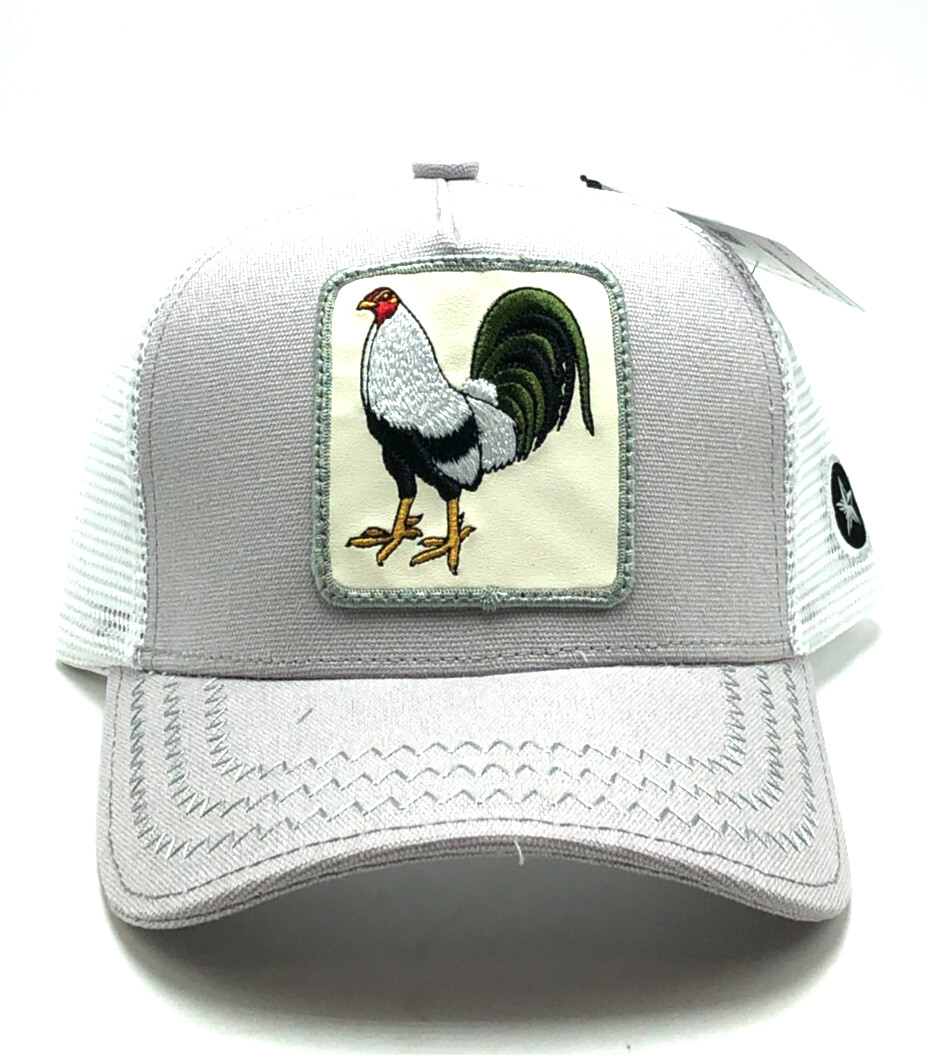 *NEW* Unisex NEW GOLD STAR HAT ROOSER TRUCKER HAT GREY / WHITE 👍