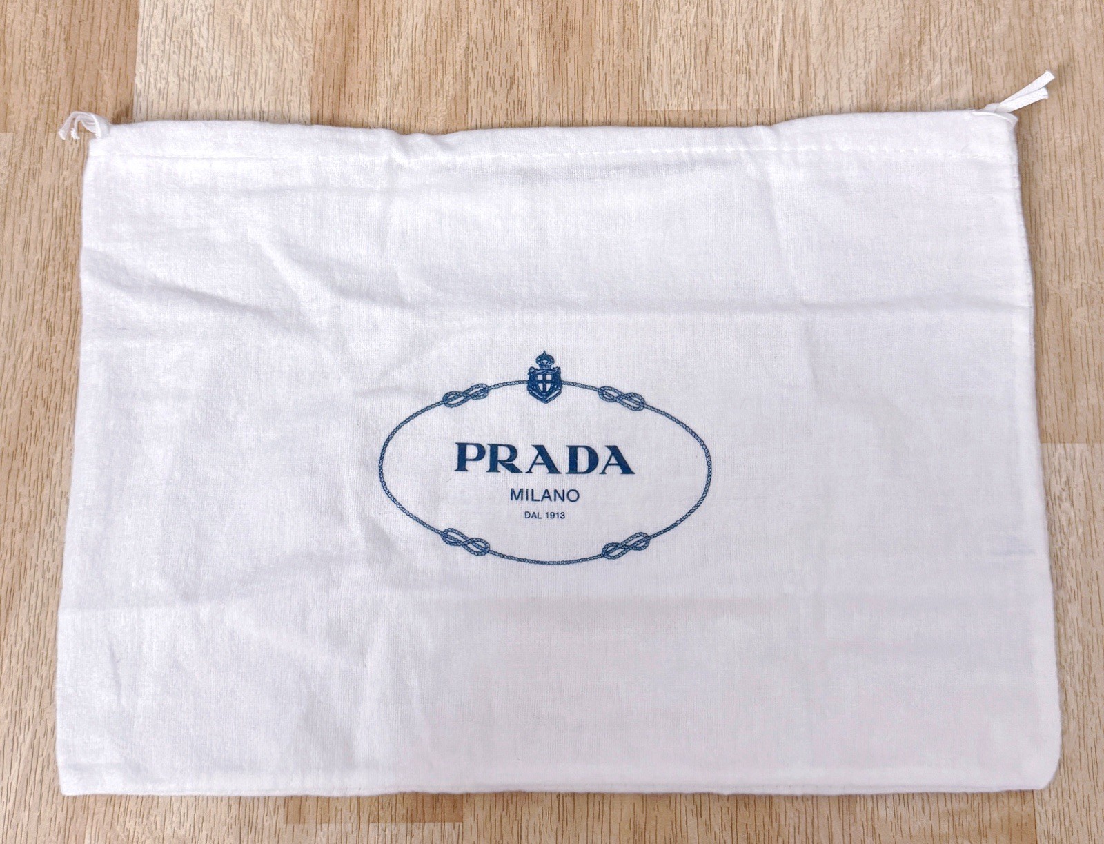 PRADA Dust Bag Cream Cotton Flannel 13.5 X 9.5 Drawstring Storage Pouch 100% NEW