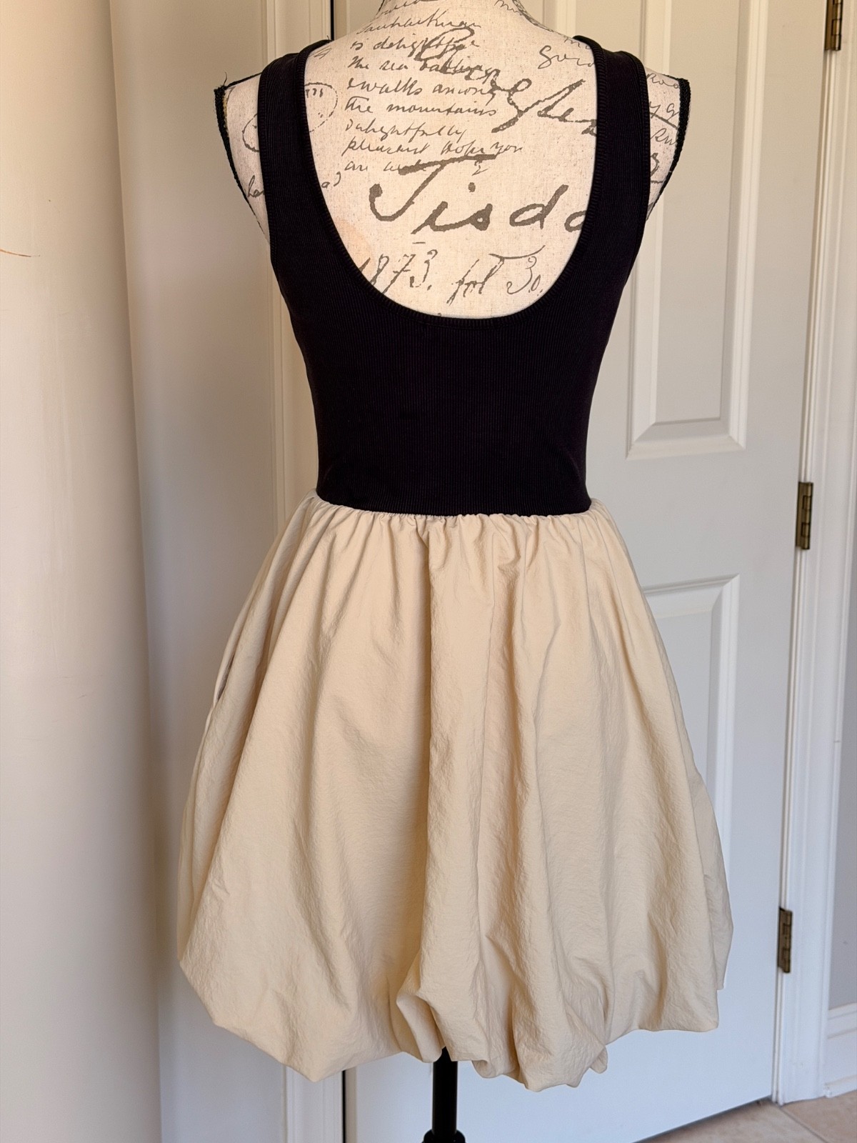 Steve Madden Linnea Mixed-Media Bubble Hem Pockets Minidress Sz. Small