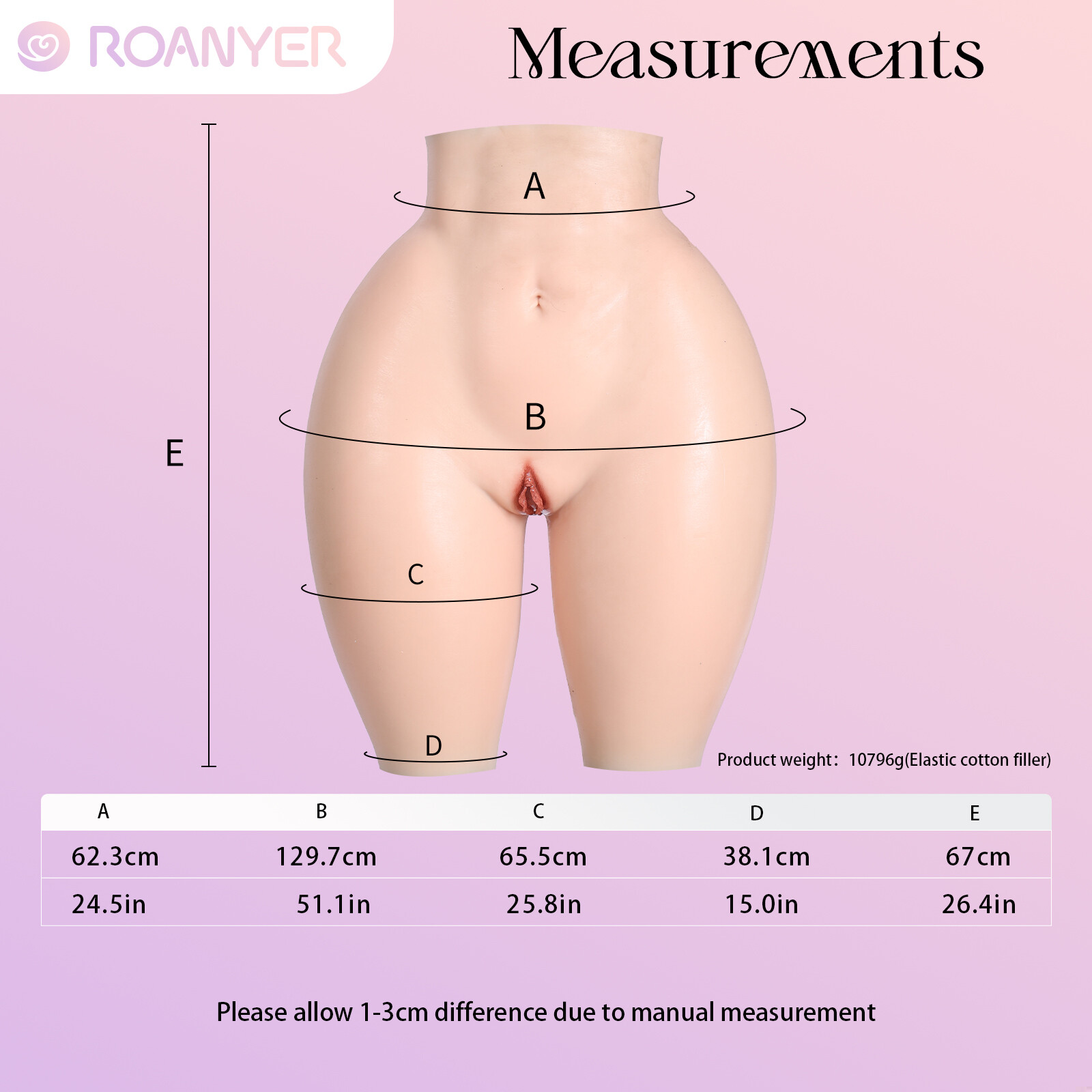 Roanyer Inflatable Super Strong Upgraded Silicone Hip Enhanced Pants for CD Cos