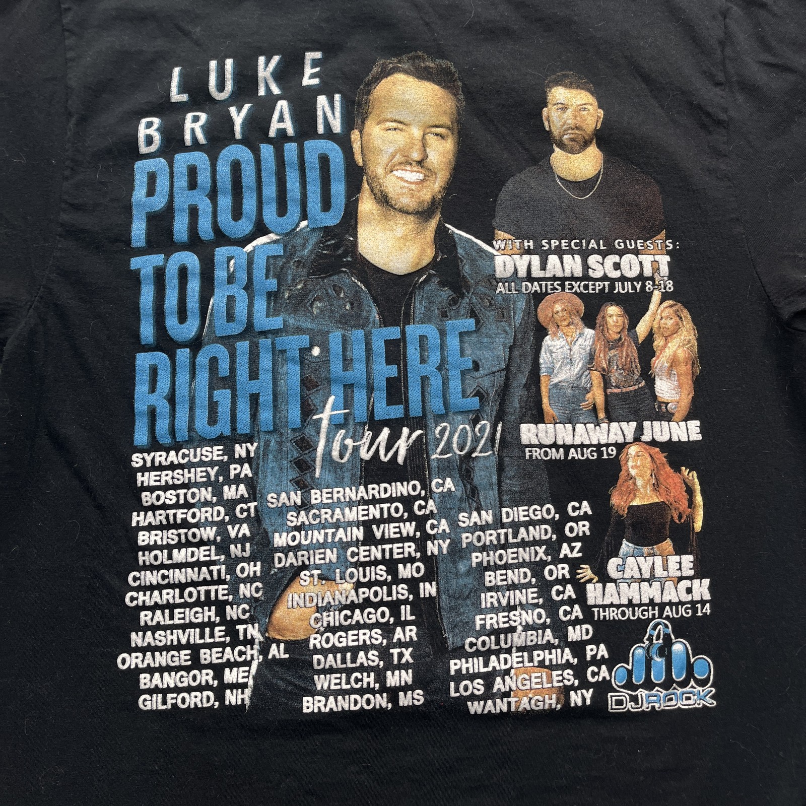 Luke Ryan Men’s Medium Black Proud To Be Here Tour 2021 T-Shirt.