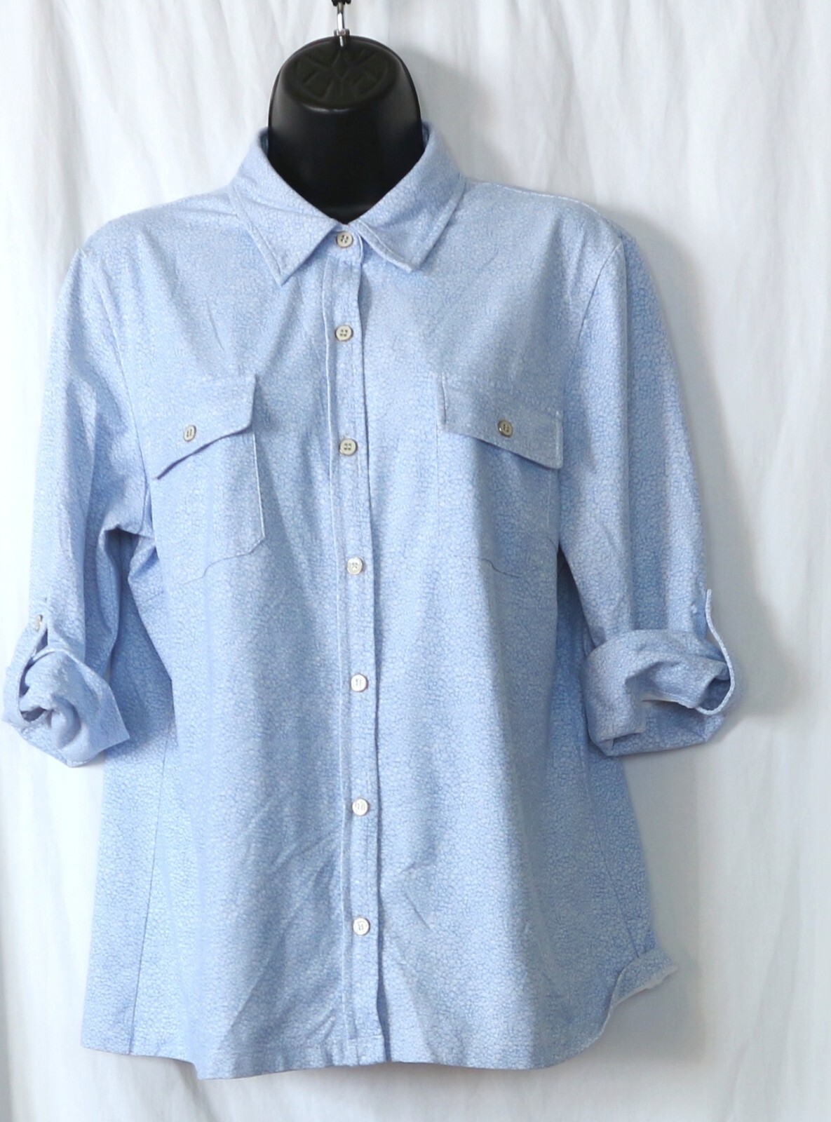 J. MCLAUGHLIN Blue Print Catalina Cloth Blse 42 In Chst 25 In Lng Sz L EXC