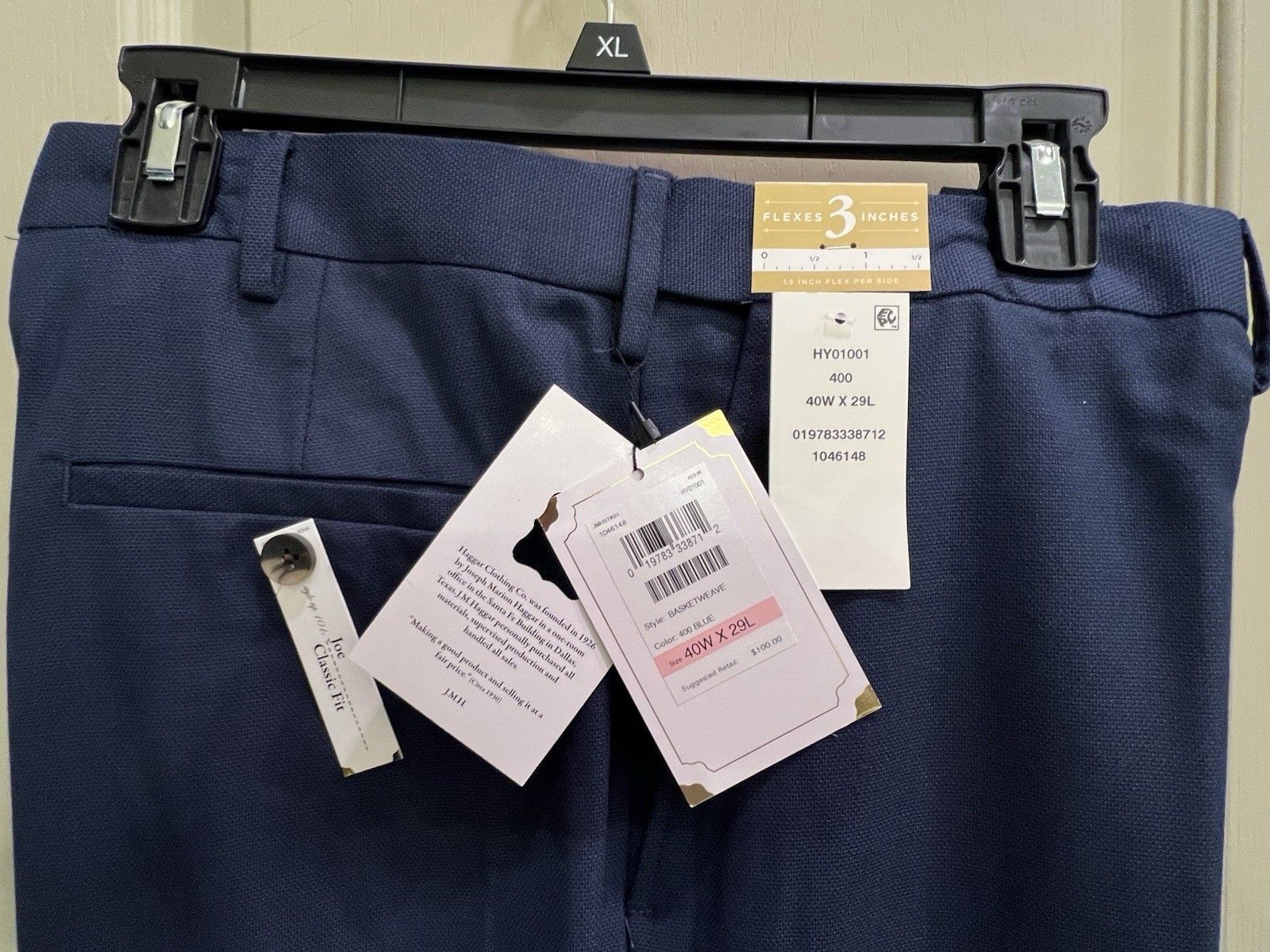 Men’s Jm Haggar Premium Stretch Classic Fit Dress Pants Blue 40×29 NWT $25 ￼