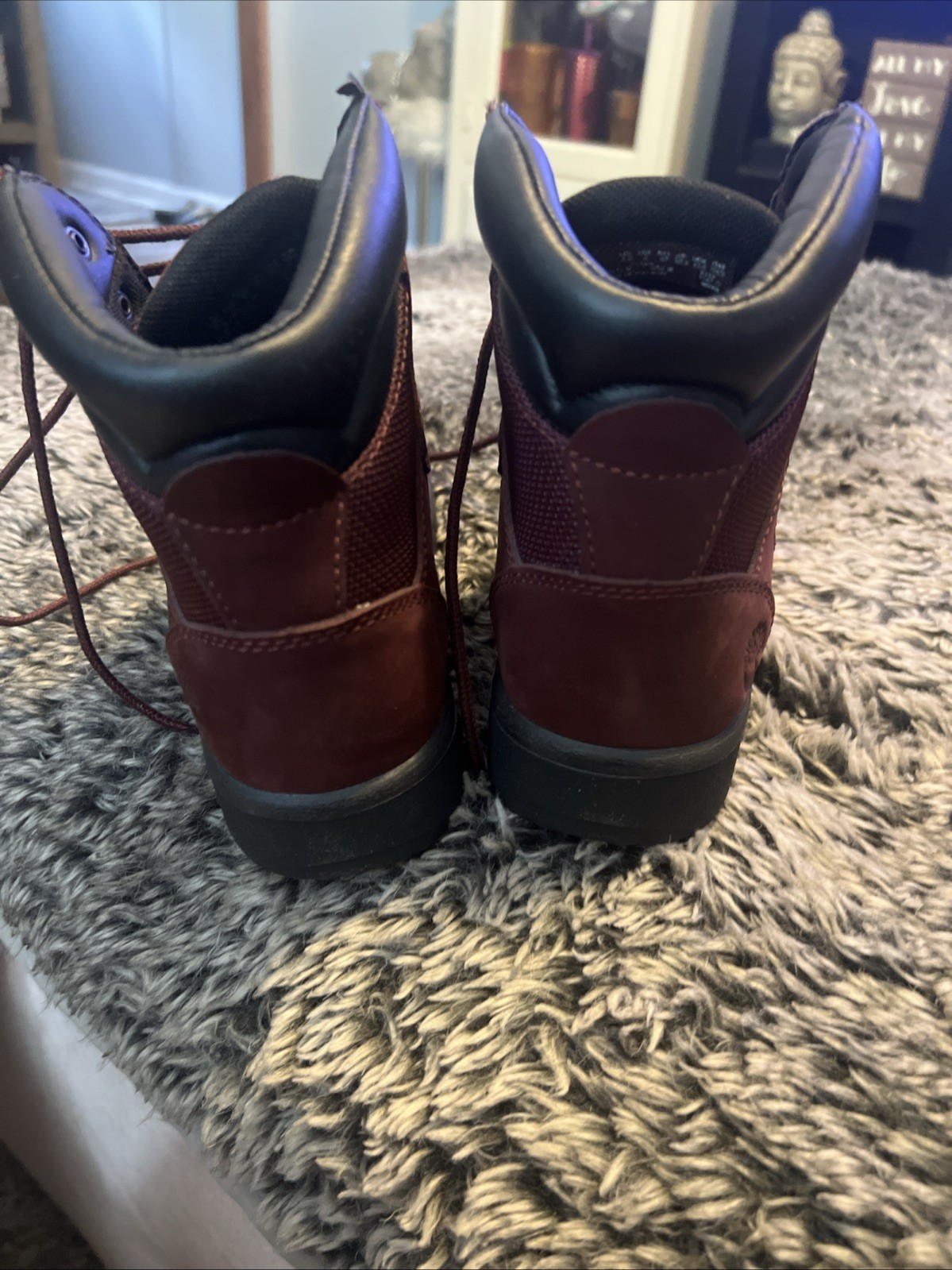 Timberland 6-Inch Waterproof Field Boot Burgundy Nubuck Men’s Boots Size 4.5
