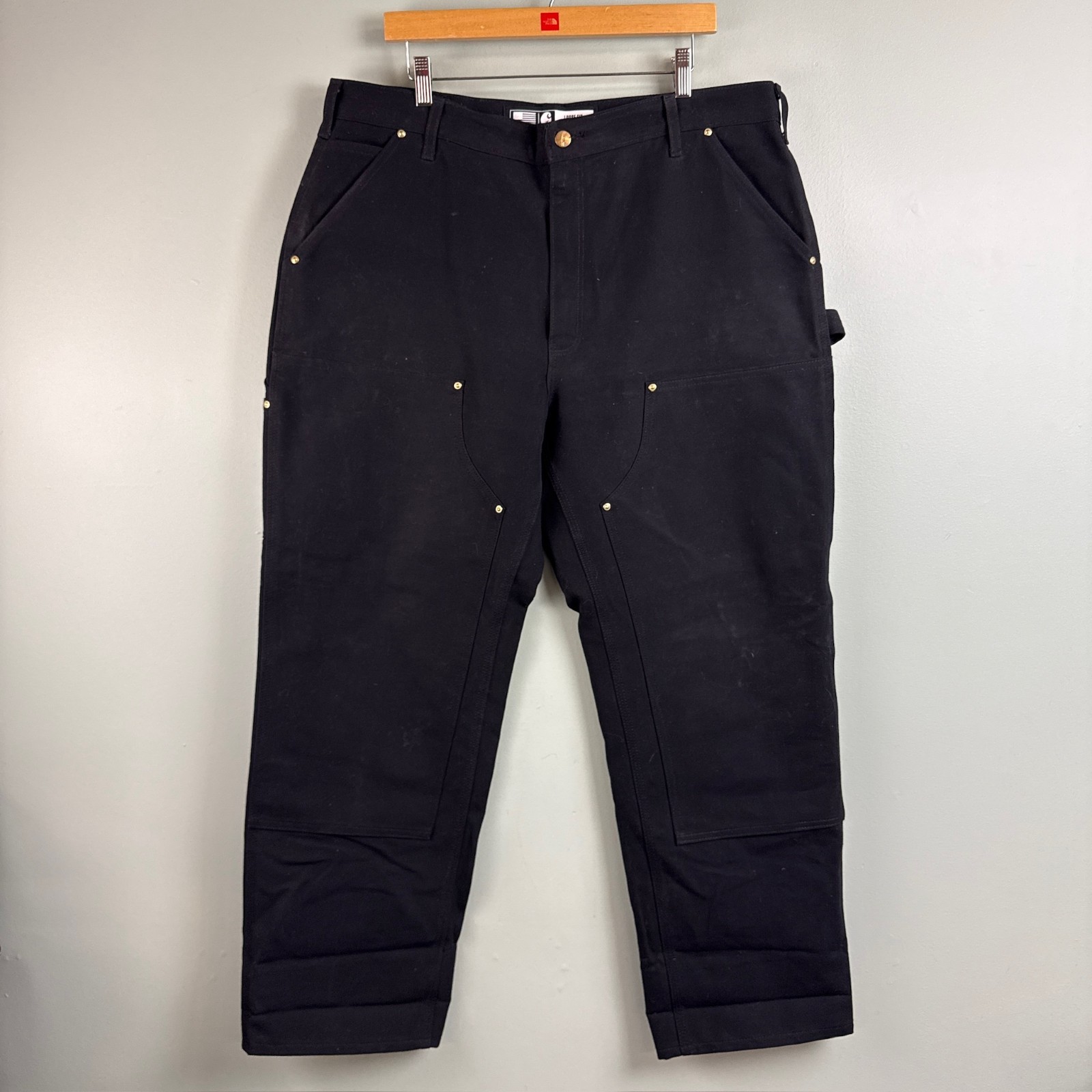 VTG Carhartt B01 BLK Double Knee Work Pants Mens 38 x 30 Made in USA Carpenter
