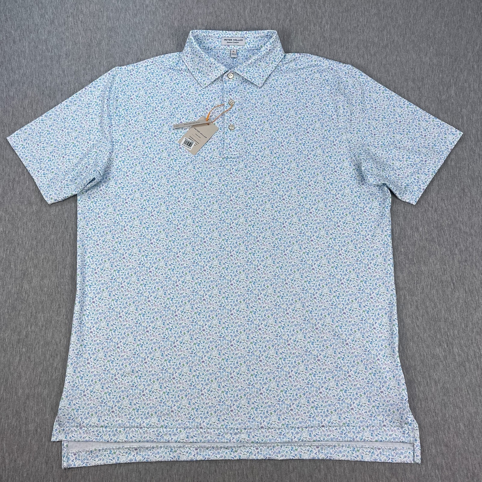 Peter Millar Island Jammin Summer Comfort Polo Shirt Men L White Performance NEW