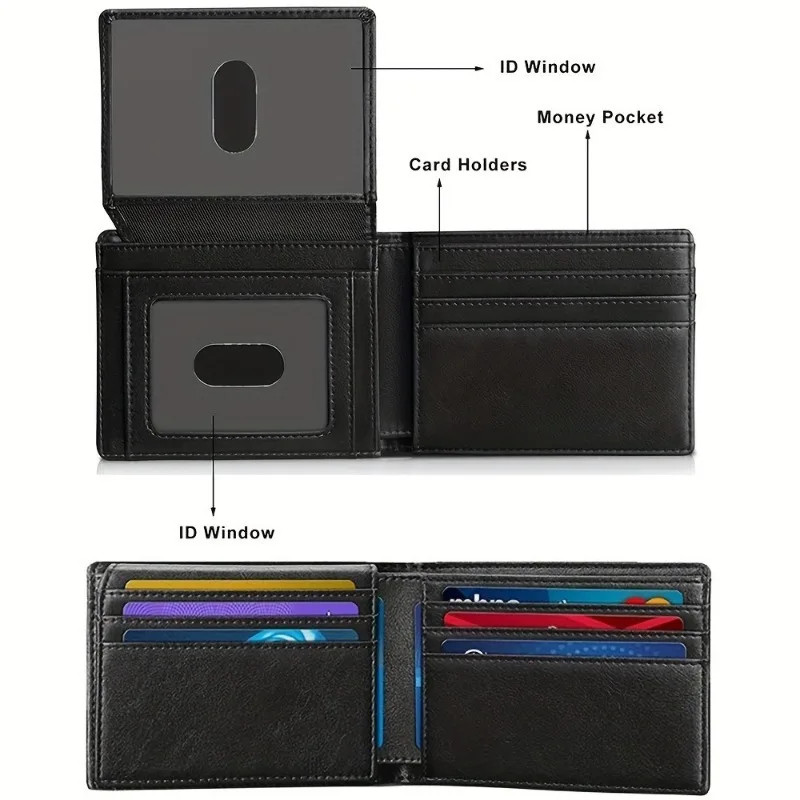 Men’s Wallet Ultra Thin Rfid Leather with ID Window Multi Card Carbon Fiber