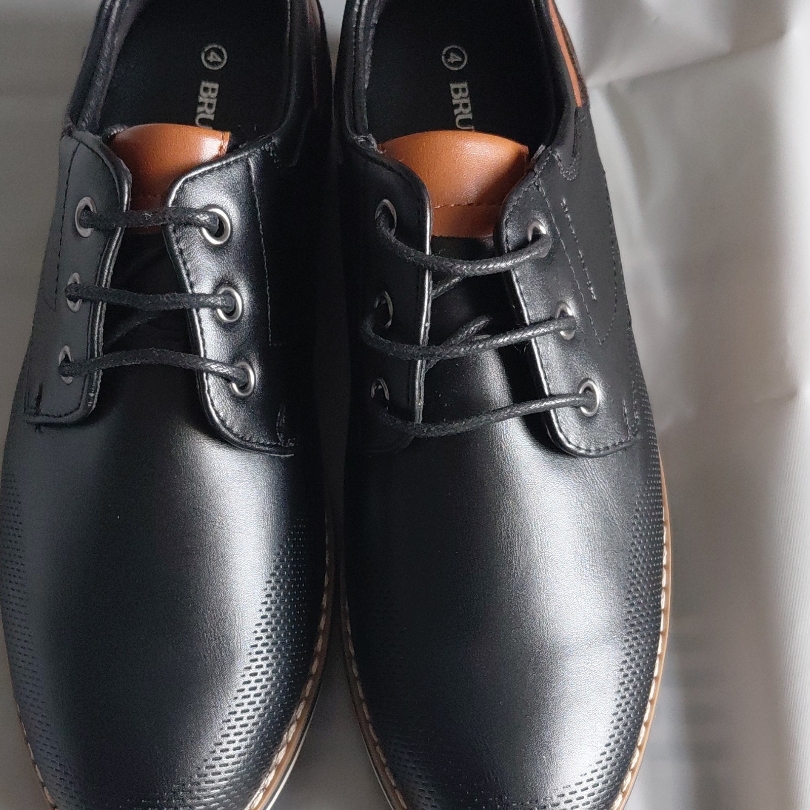 Bruno Marc Men’s Leather Lace-Up Derby Dress Shoes Round Toe Black 4