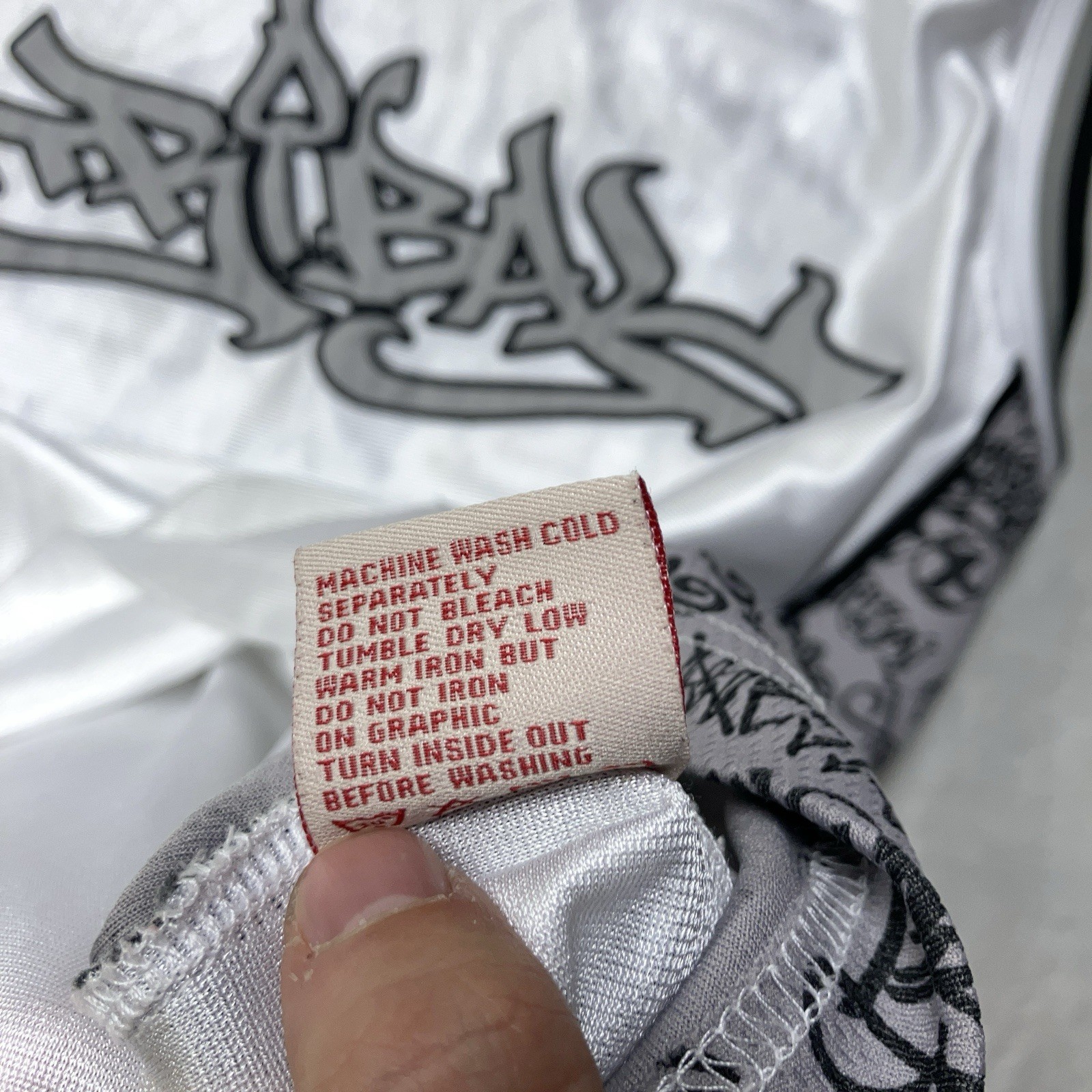 Vintage Tribal Gear Basketball Jersey Embroidered Graffiti Logo Dazzle Silky Y2K