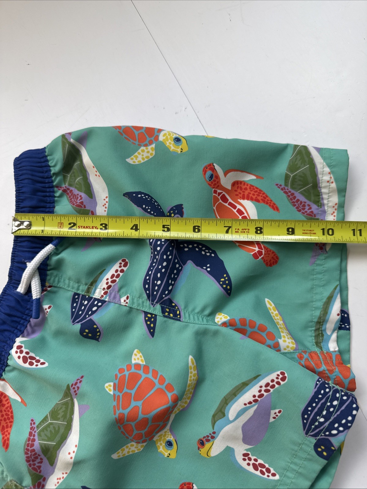 Mini Boden Swim Shorts Swimtrunks Boys Green Sea Turtles Size 5/6