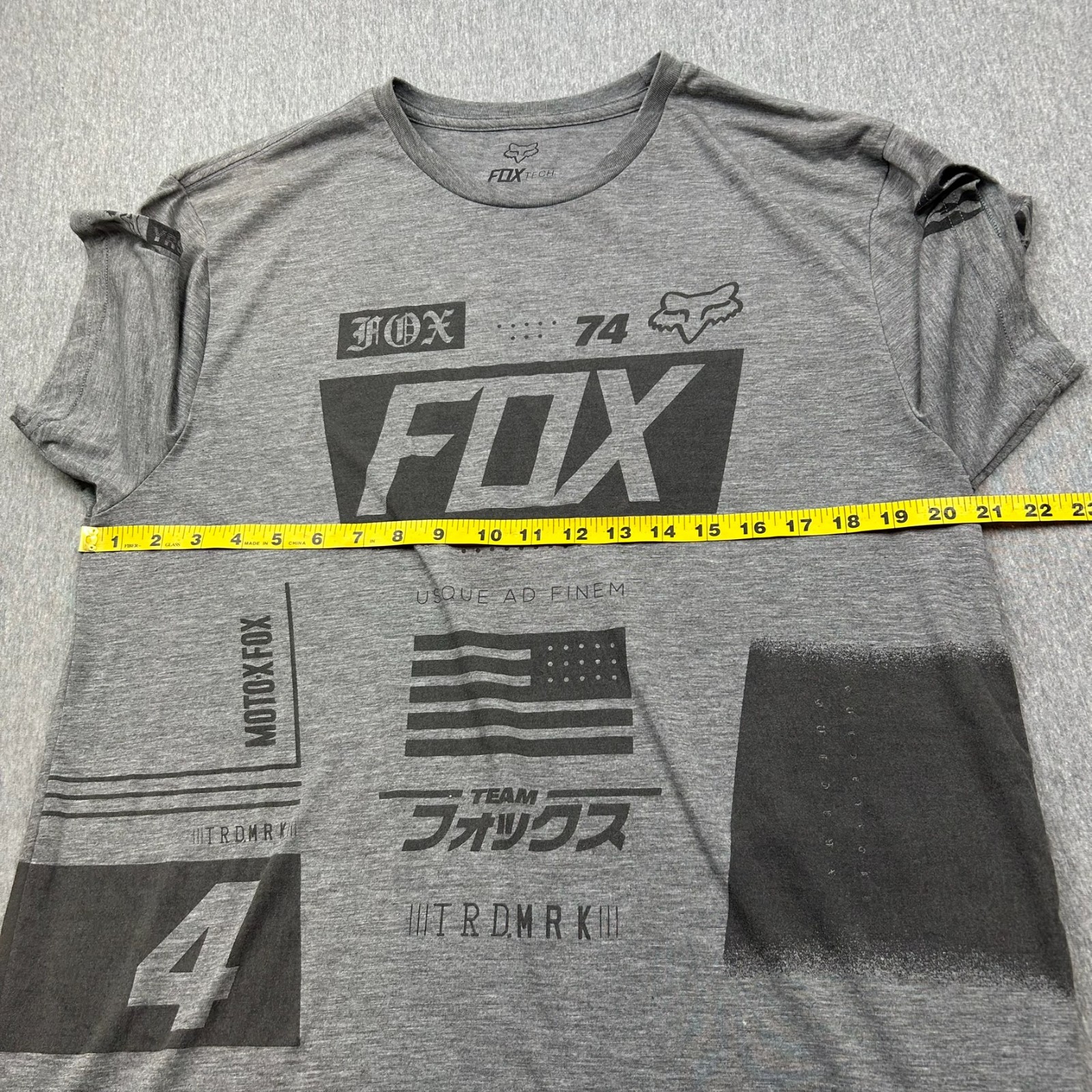 Fox Tech Racing TruDri Short Sleeve Tshirt Mens XL Premium Fit Gray Logos