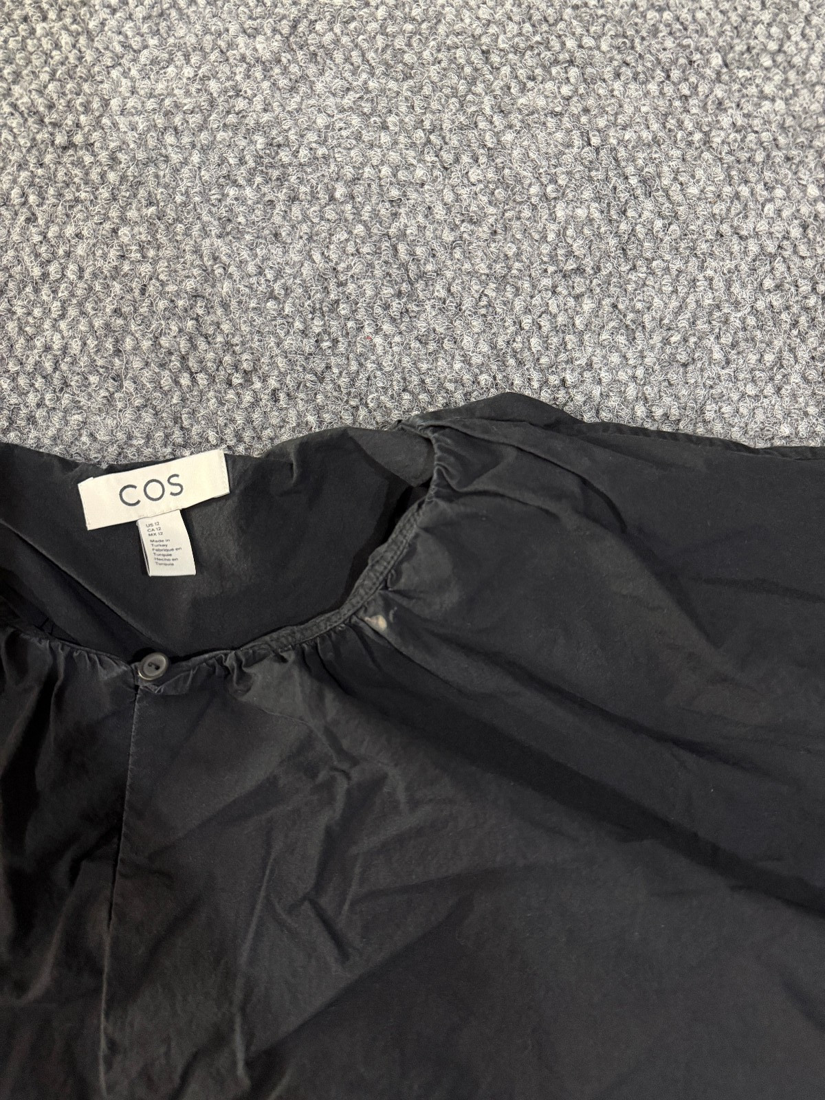 COS blouse womens 12 black gathered minimalist oversized top