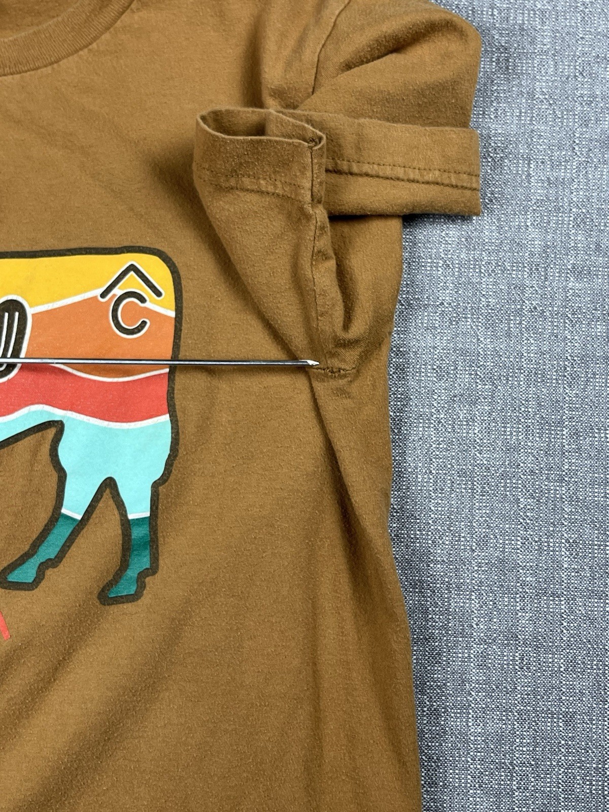 American Apparel Southwest Desert Print Khaki Crew Neck Short Sleeve Tee Small