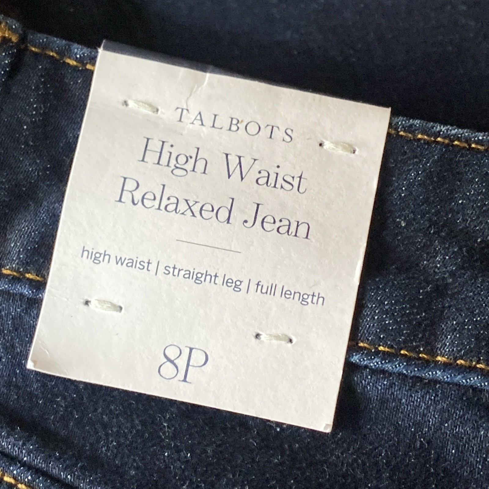 Talbots Jeans Women’s 8P 30×28 Blue High Waist Relaxed Straight Leg Full Length