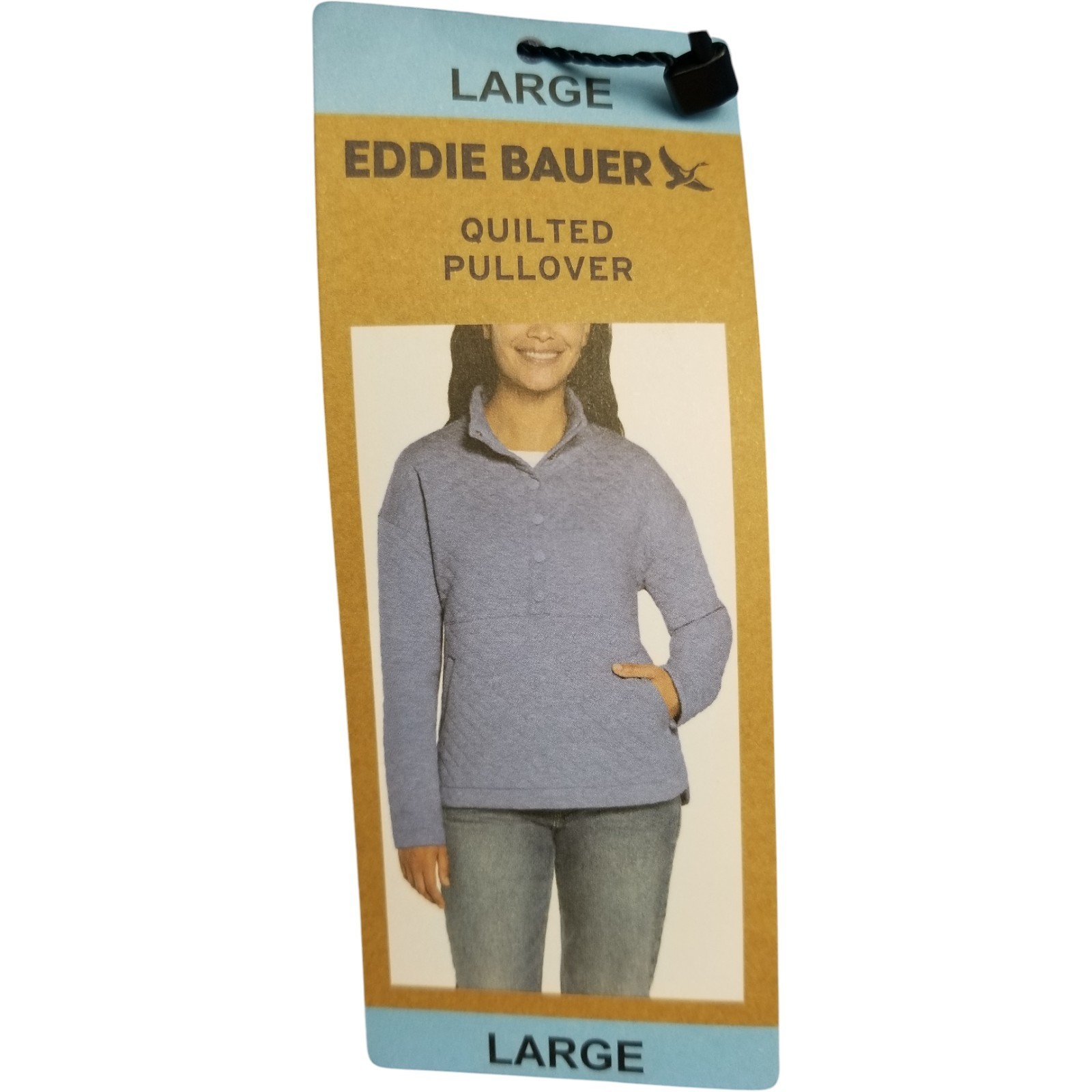 Eddie Bauer Womens Quilted Pull Over Blue Large NWT