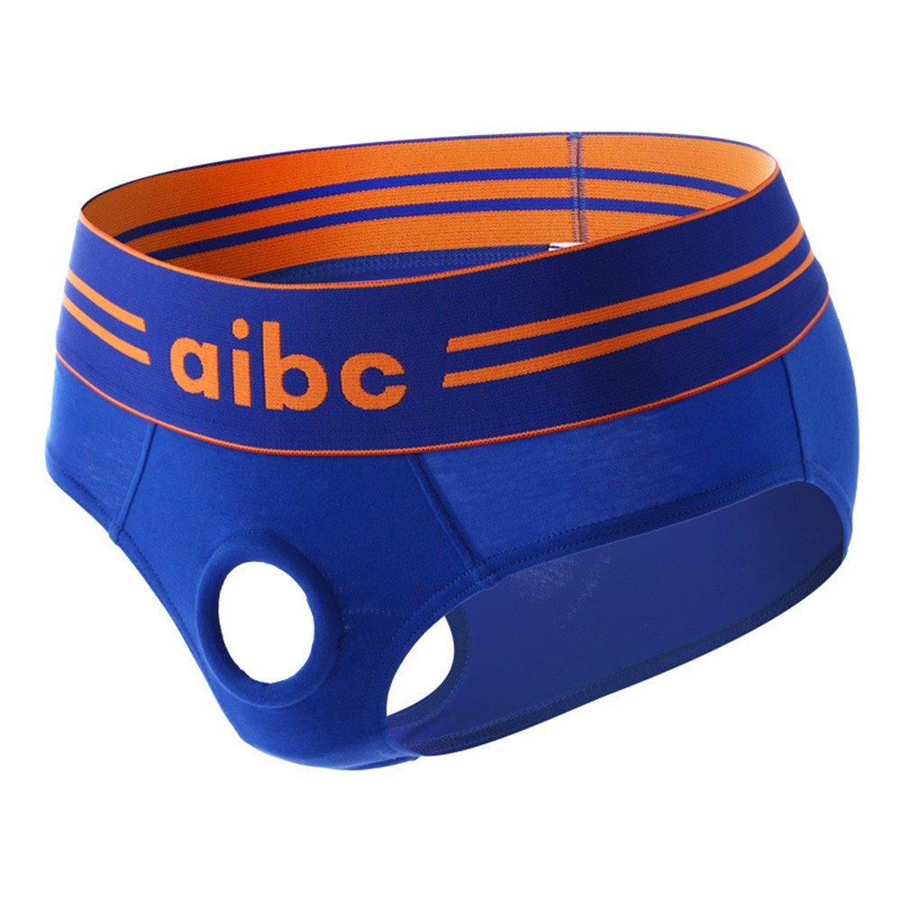 Male Mens Underwear Black White Gray Orange Blue Cotton Front Open Hole
