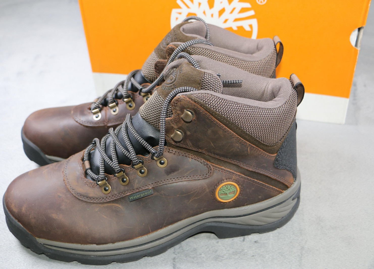 Timberland White Ledge Waterproof Mid Hiker Boots Mens Size 12 Brown Full Grain