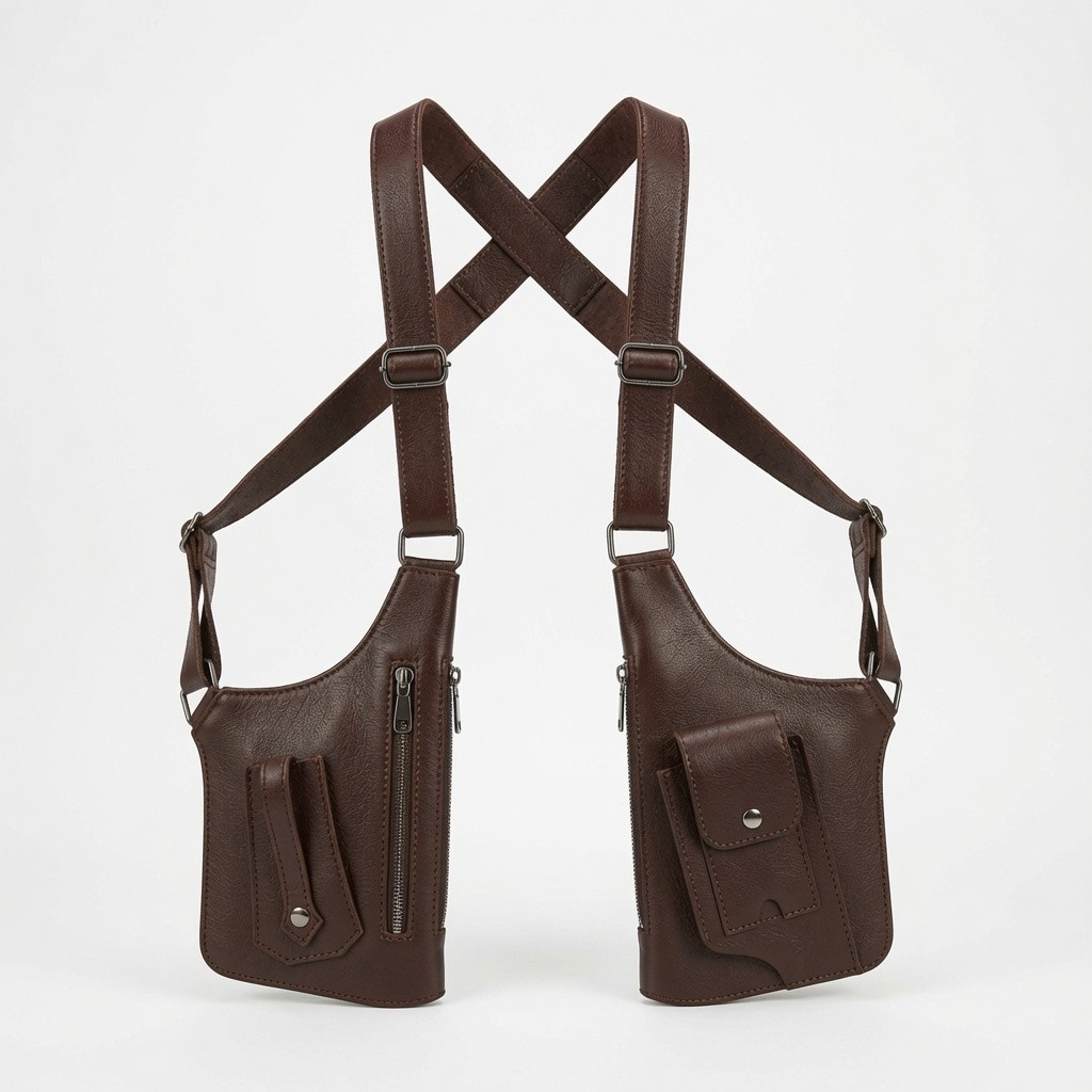 Cowhide Leather Harness Bag Chest Pack Sling Bag Travel EDC Men and Women