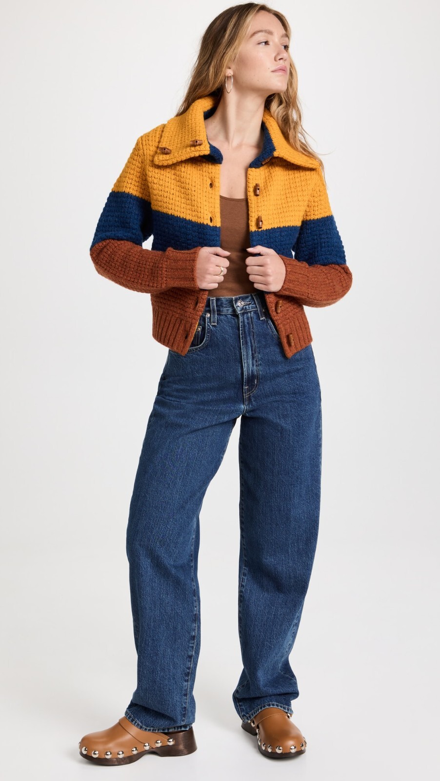 NWT RE/DONE 70s Sweater Jacket Wool Cardigan Mustard Multi sz S GOOP