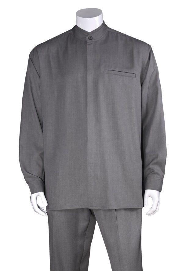 Men’s Luxurious Mandarin Collar (banded collar) Walking Suit 2-Piece Set #28266