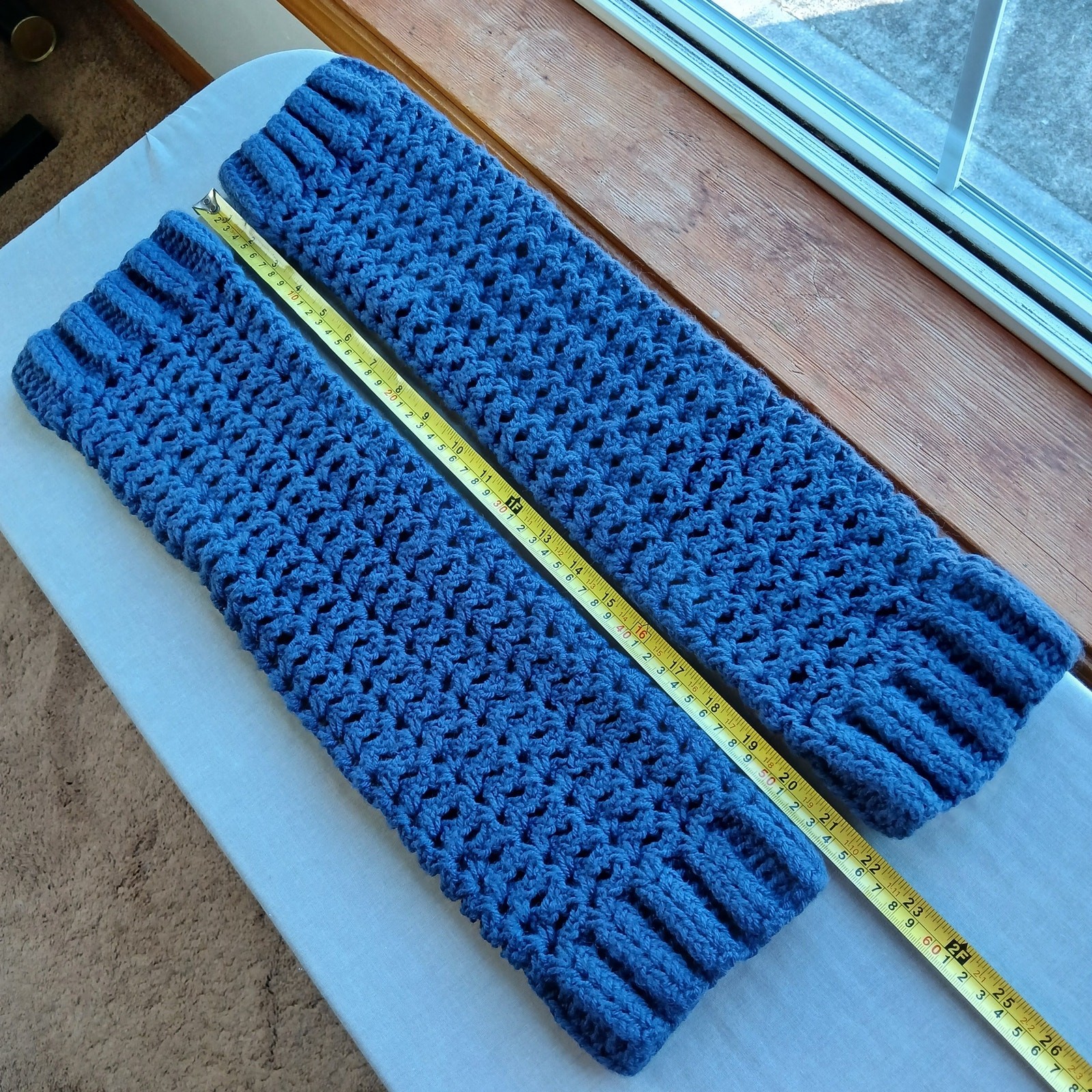 Navy Blue Leg Warmers OSFM crochet warm thick chunky over the knee dance premade