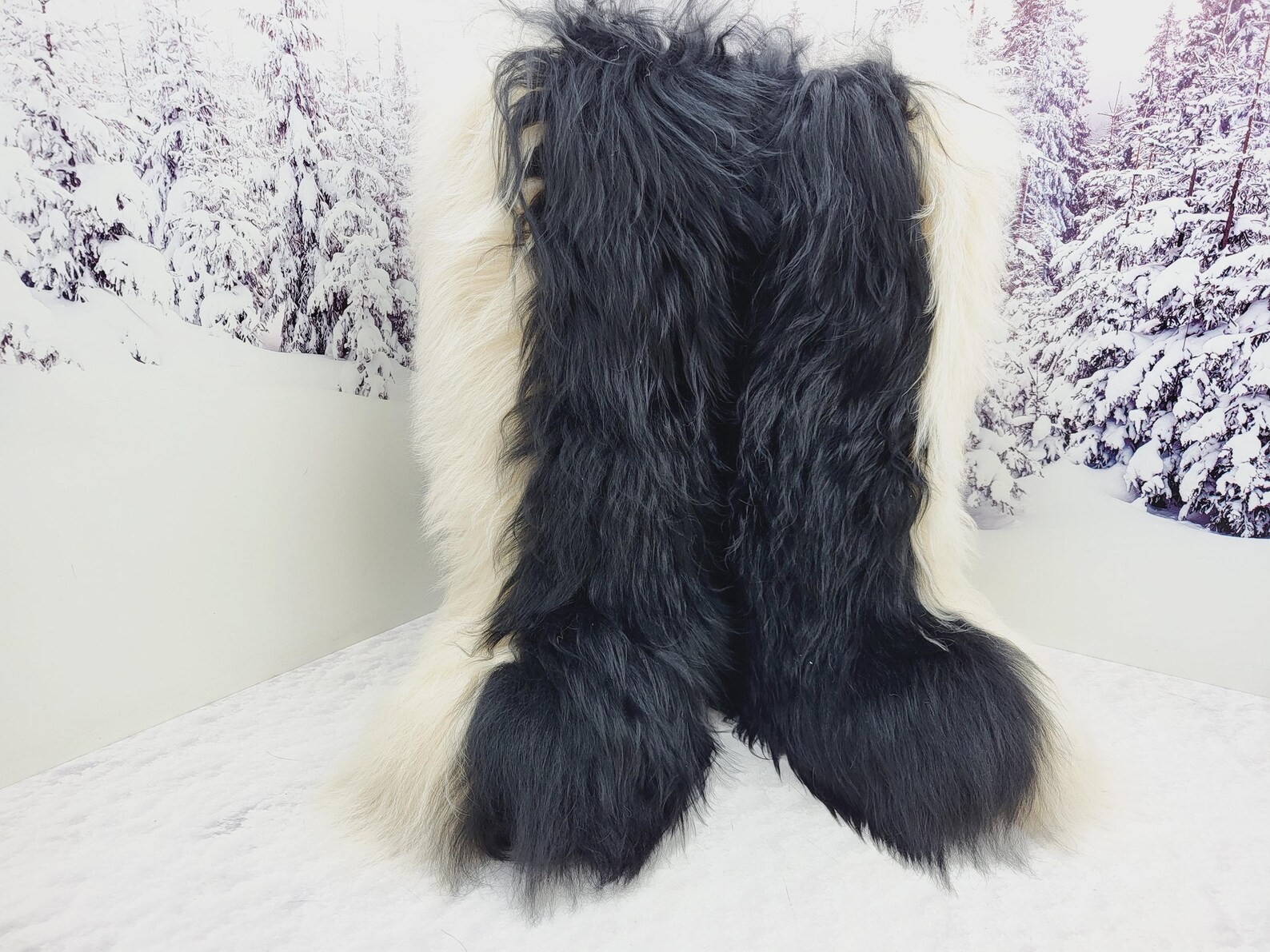 Genuine sheepskin Shaggy Fur Winter Snow High Boots for Women, Moutons EU39|US8