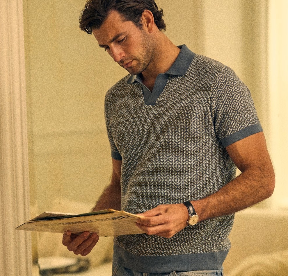 Jacquard Johnny Collar Polo-a different look that still stays true to tradition.