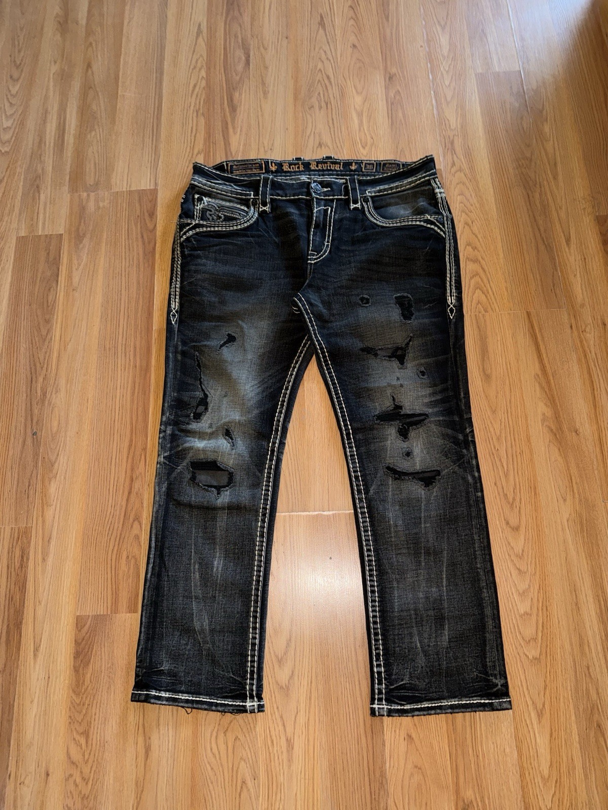 Rock Revival ‘Rami’ Straight Black Jeans Men’s 36W/30L