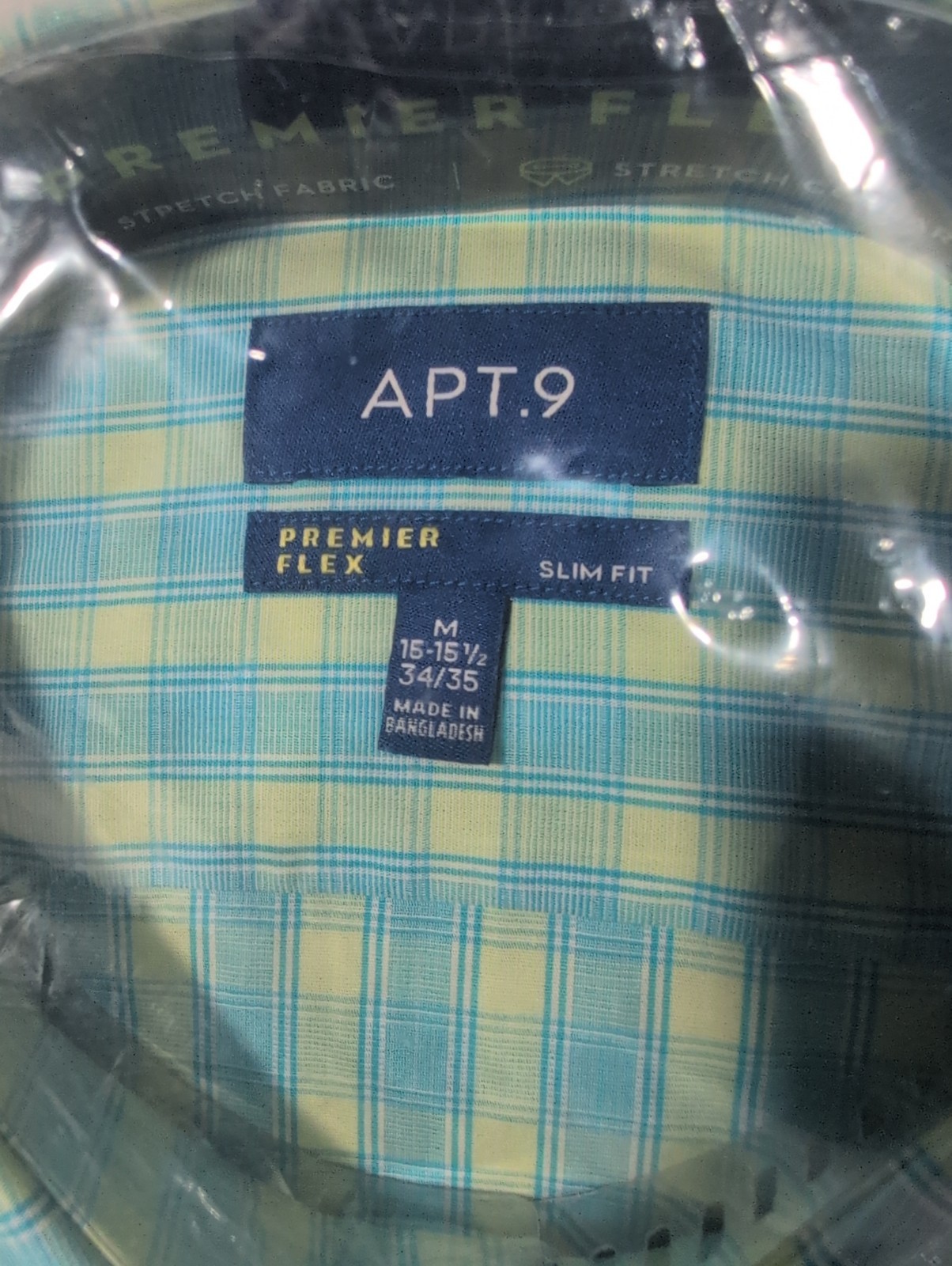 APT.9 PREMIER FLEX STRETCH FABRIC/COLLAR SLIM FIT Green/Tu Men’s Dress Shirt $45