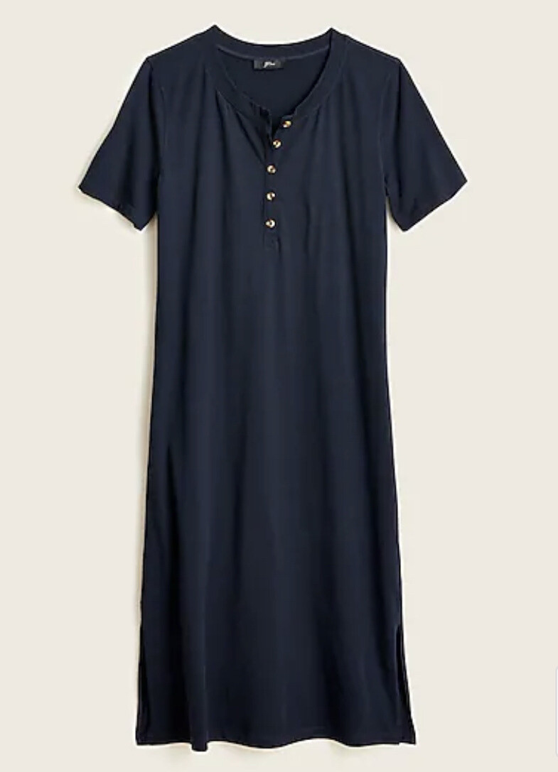 NEW J. Crew Midi Henley Knit T-shirt Dress Navy Women XS FREE EXPEDITED SHIPPING