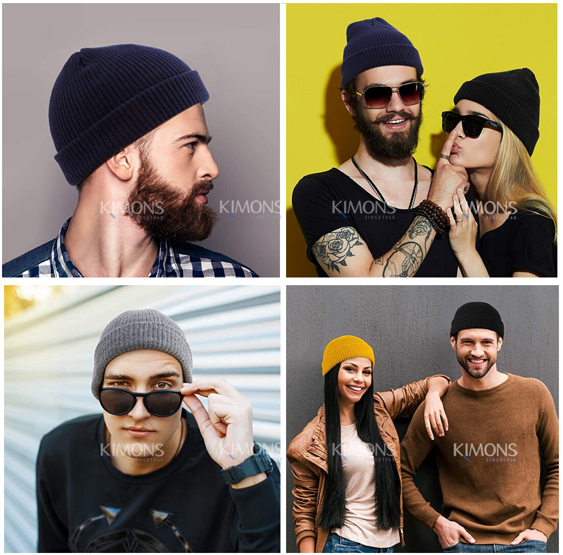 Mini Fisherman Short Beanie Hat Ribbed Docker Winter Warm Knitted Skull Cap Cuff