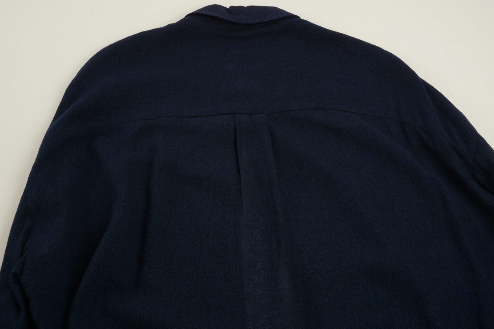 New Merci Women’s Small Dark Blue Woven Wool Viscose Open Lace Closure Blouse