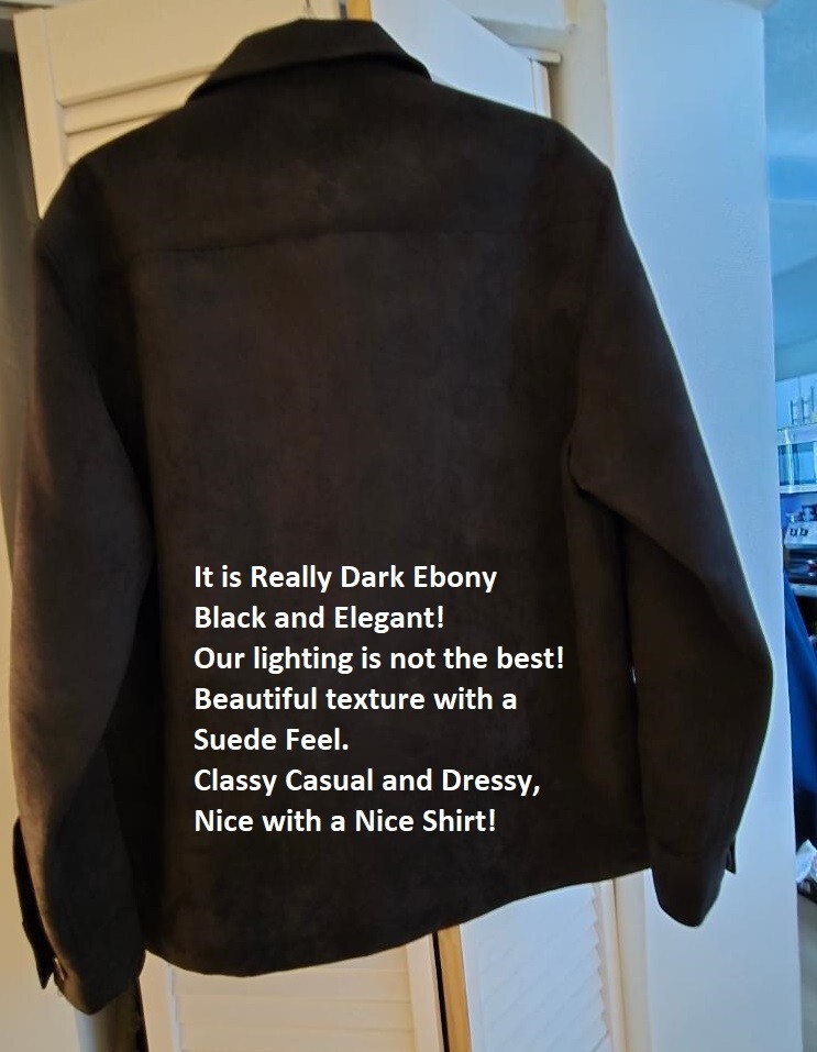 Italian style Jacket Suede Soft feel Button Front Ebony Black Rare Vintage! NEW
