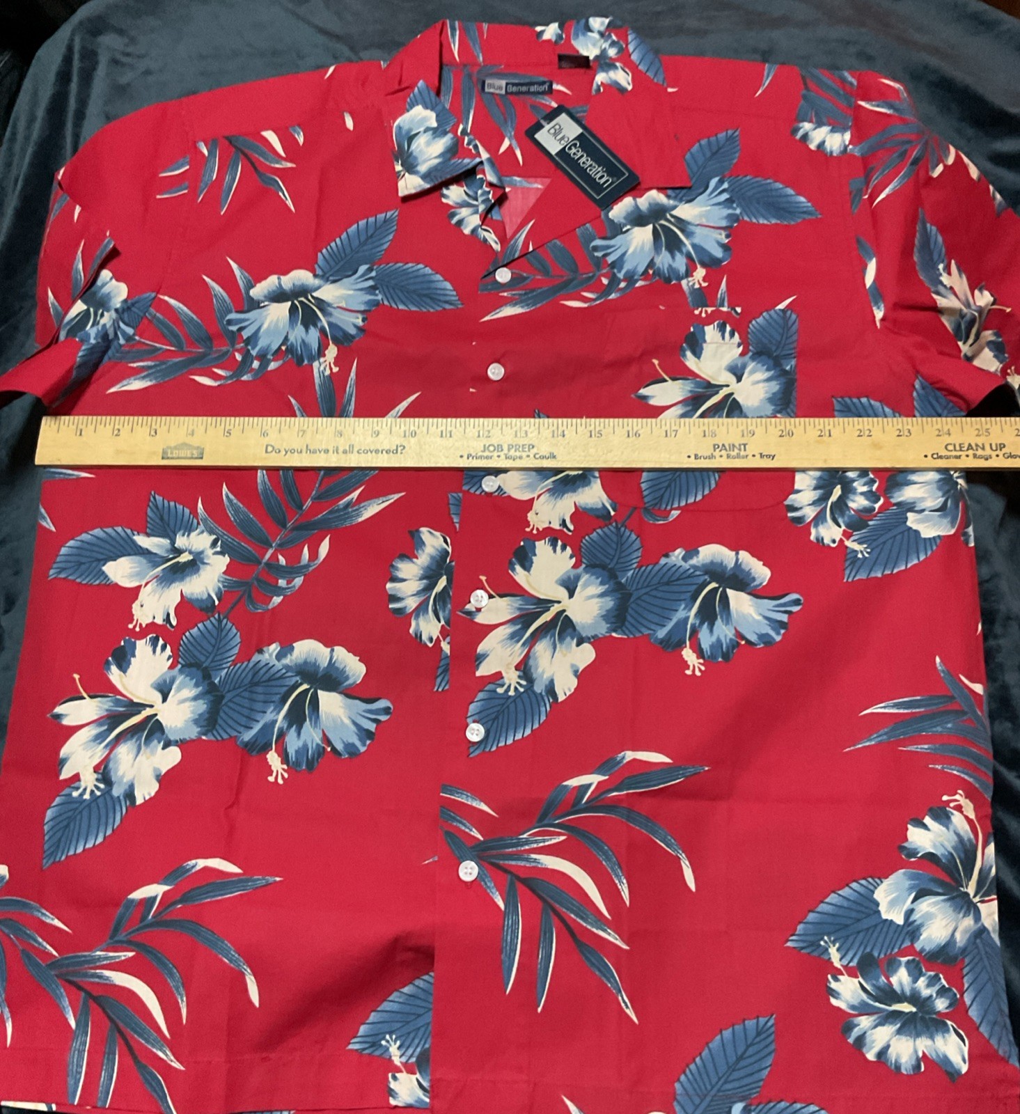 Blue Generation Red Tropical Hawaiian Beach Shirt Men’s Size Large NWT