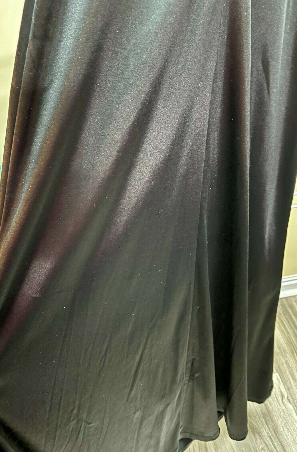 Miusol Womens Black Floral Lace Ruched Ball Gown Bridesmaid Maxi Dress Sz Lg NWT