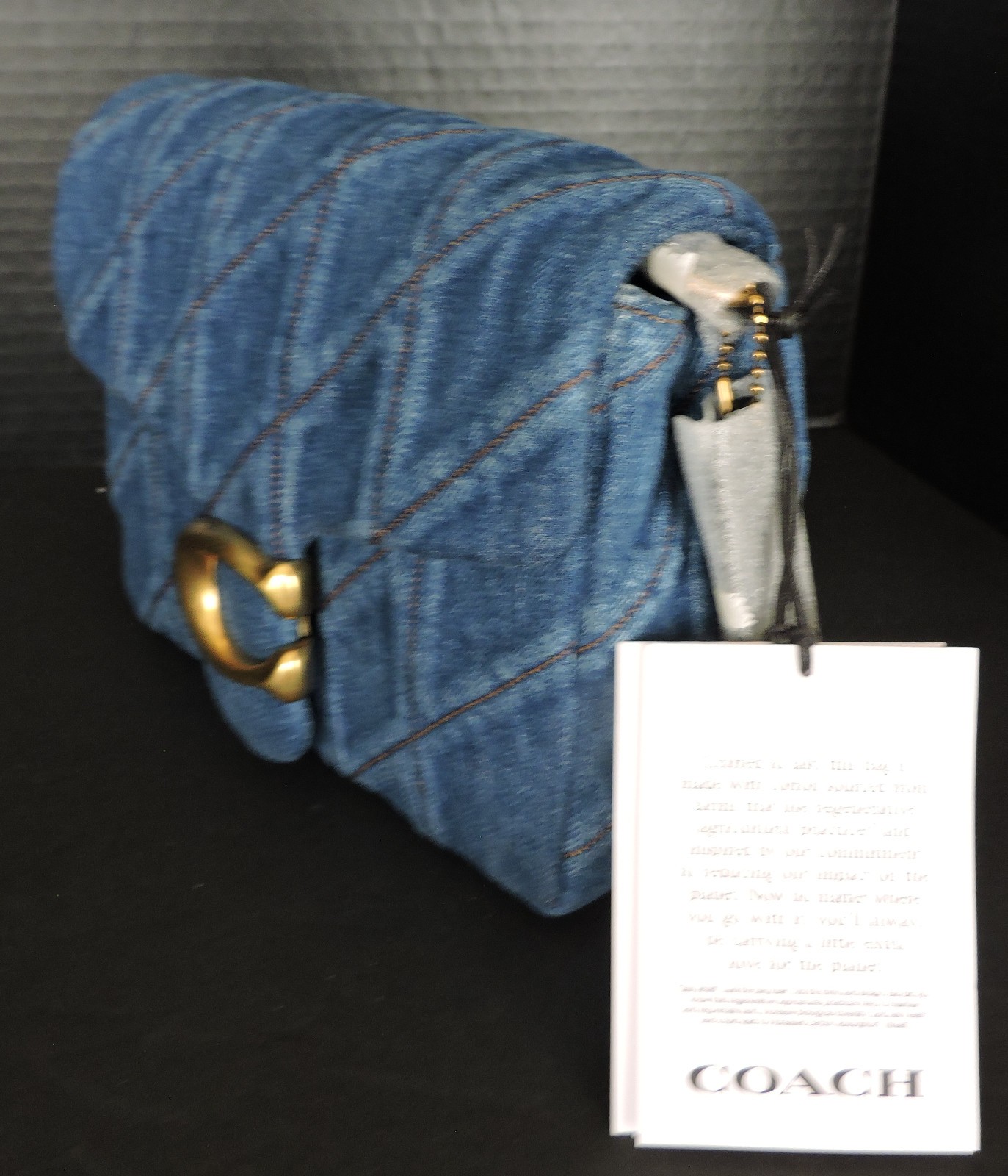 Coach Times Square Tabby Quilted Denim Deep Blue Shoulder Crossbody Bag NWT