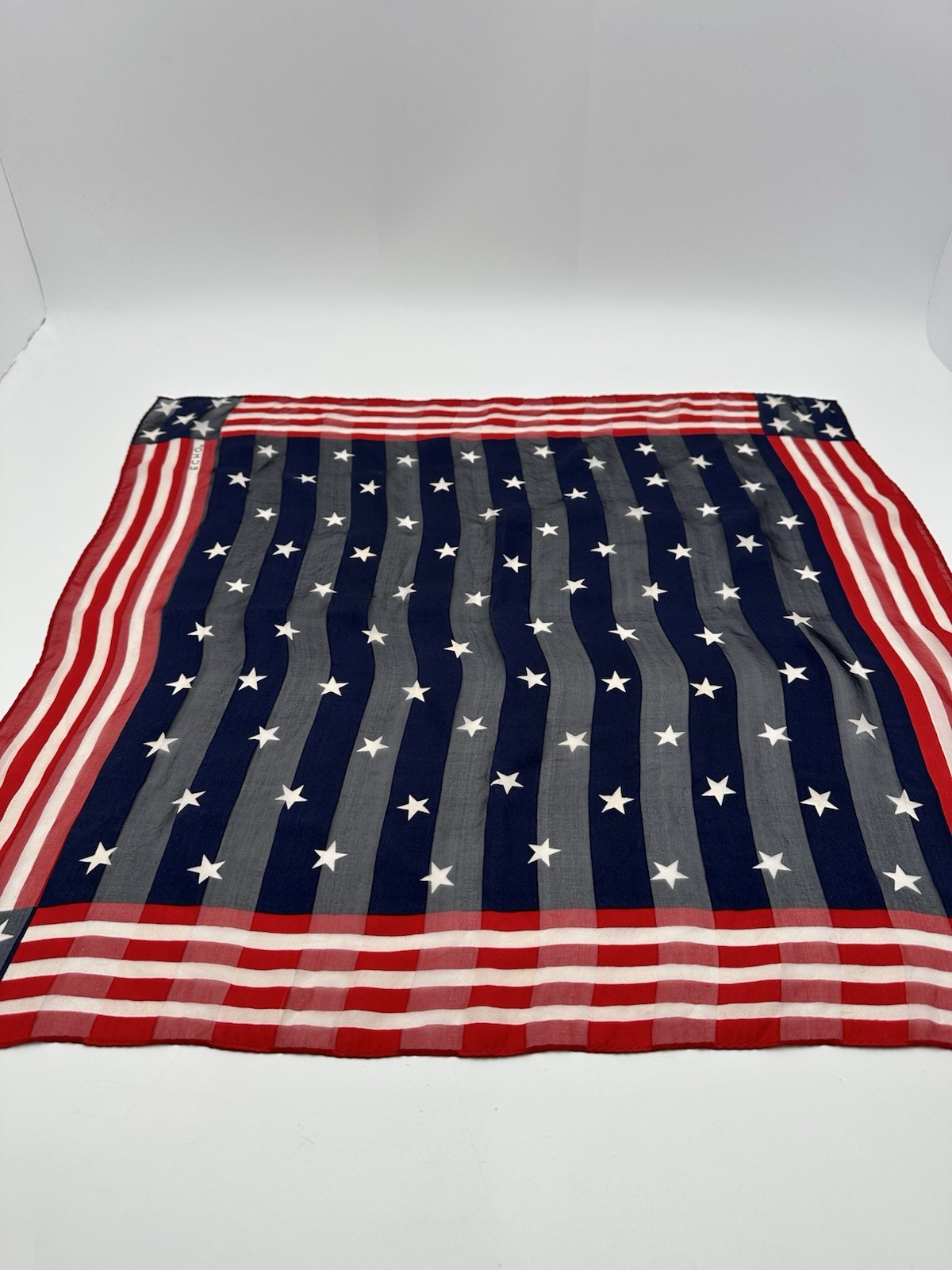 Vintage ECHO Scarf Stars & Stripes 21” x 22” Square