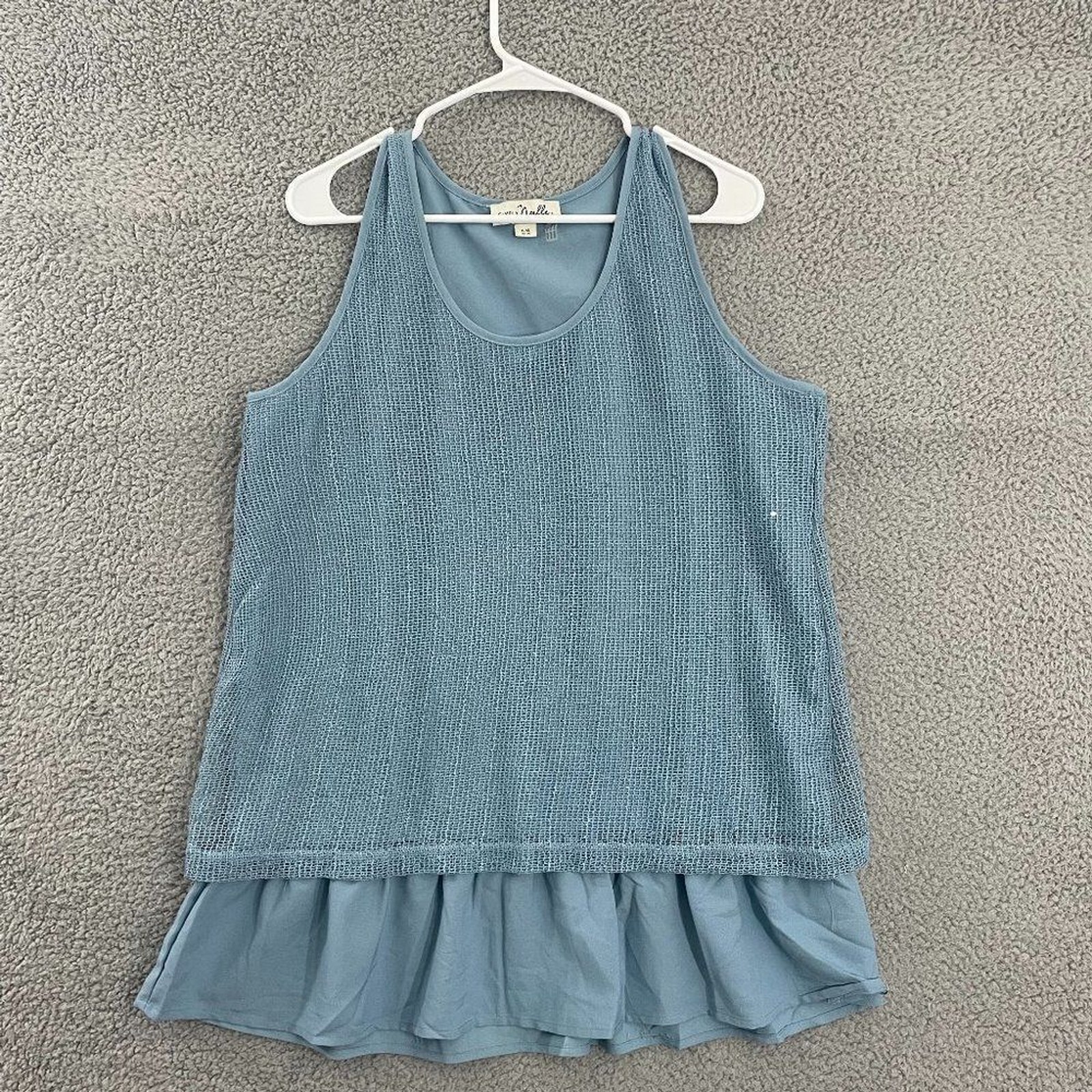 Simply Noelle Women L/XL Sky Blue Sequined Layered Casual Tank