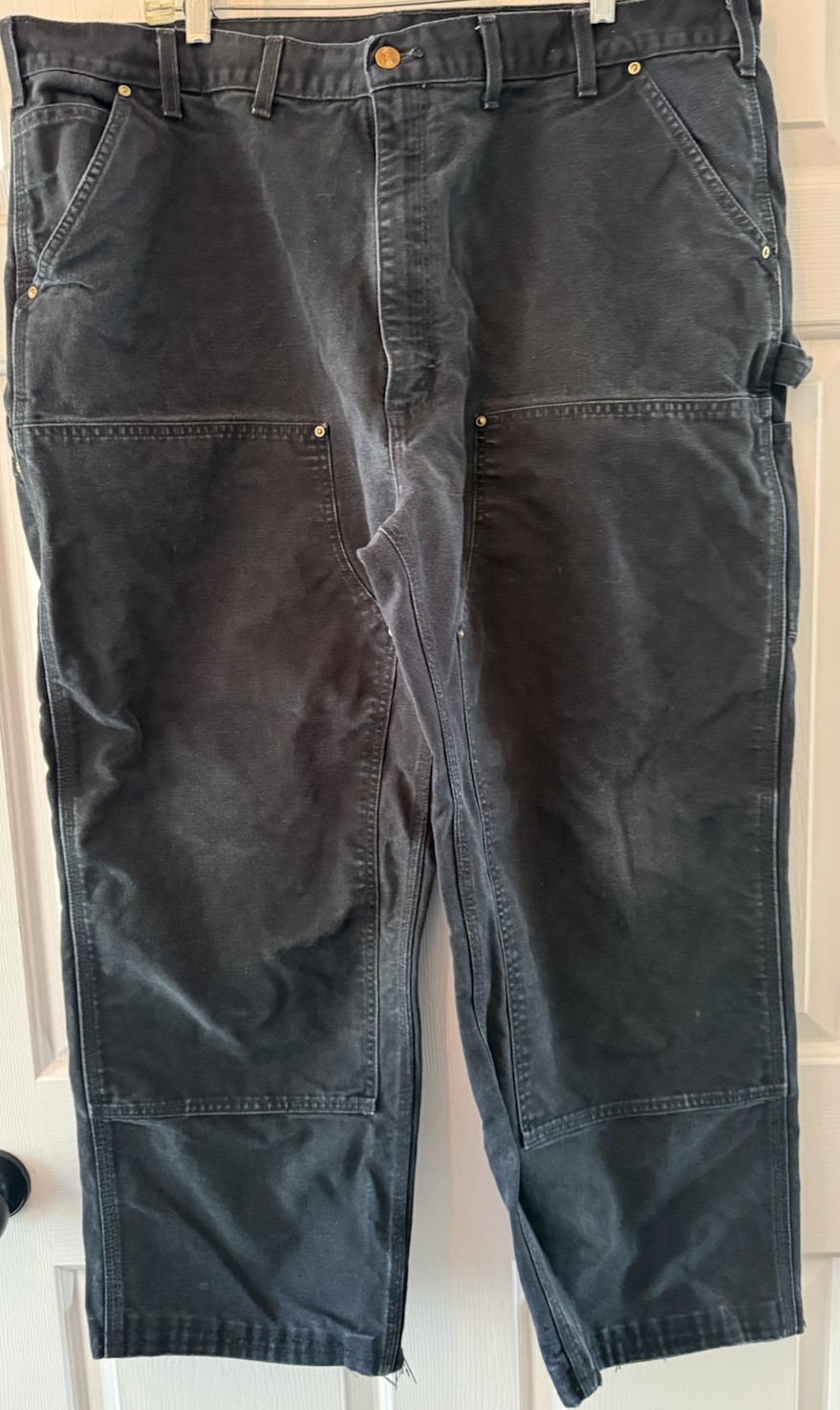 Carhartt B01-BLK Men’s Black Cotton Work Pants 44×32 Loose Fit Construction