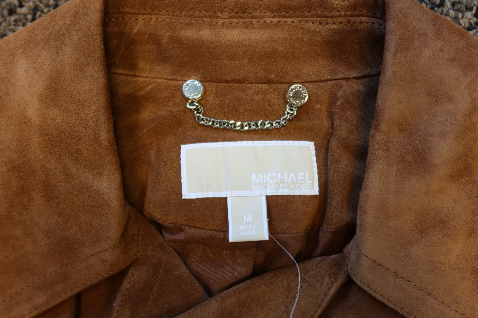 $695 New Michael Kors Calf Suede Buttonless Trench Coat – MEDIUM – Acorn Brown