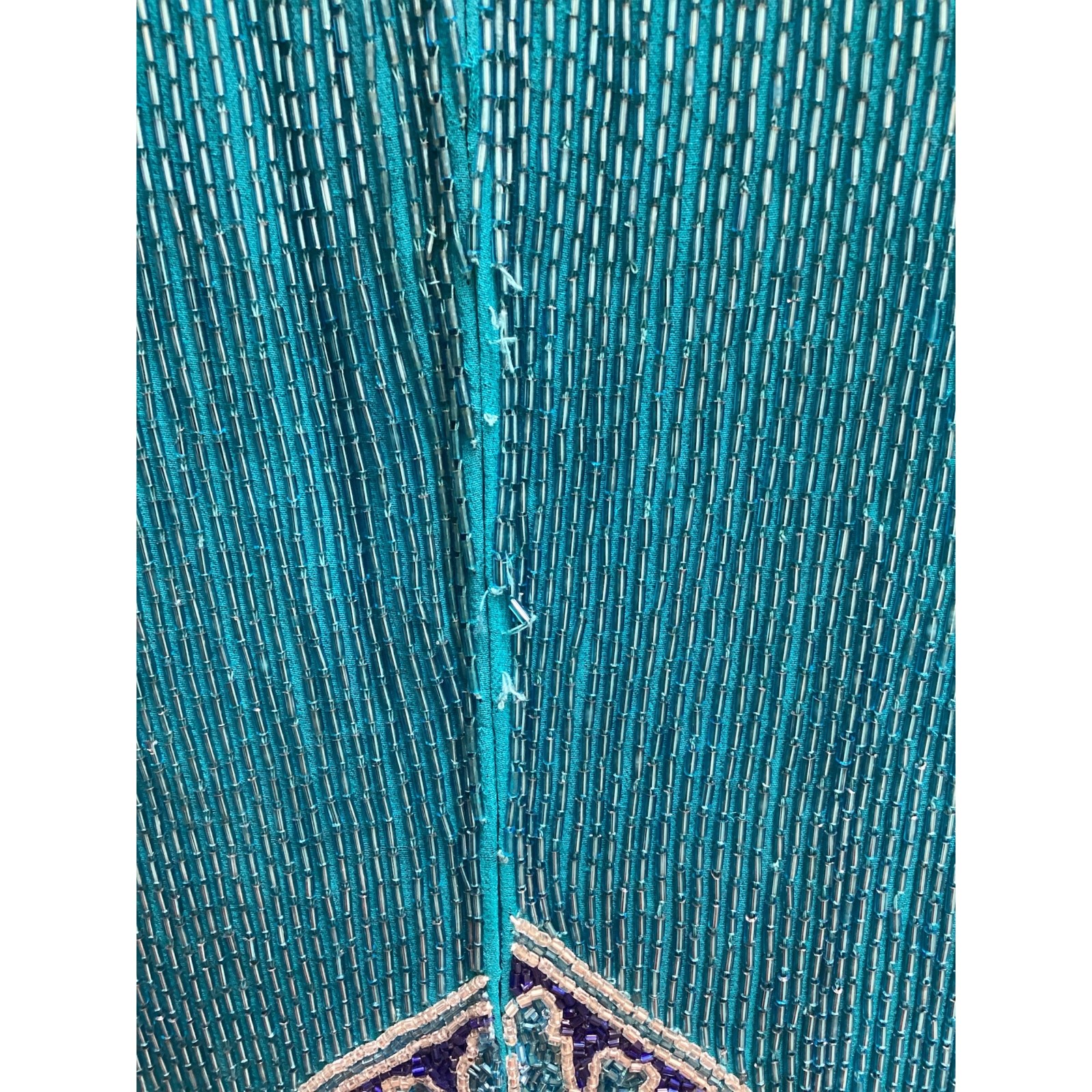 VTG Nadeem Khan For Saks Fifth Avenue Top Women’s SZ M Totally Beaded Turquoise